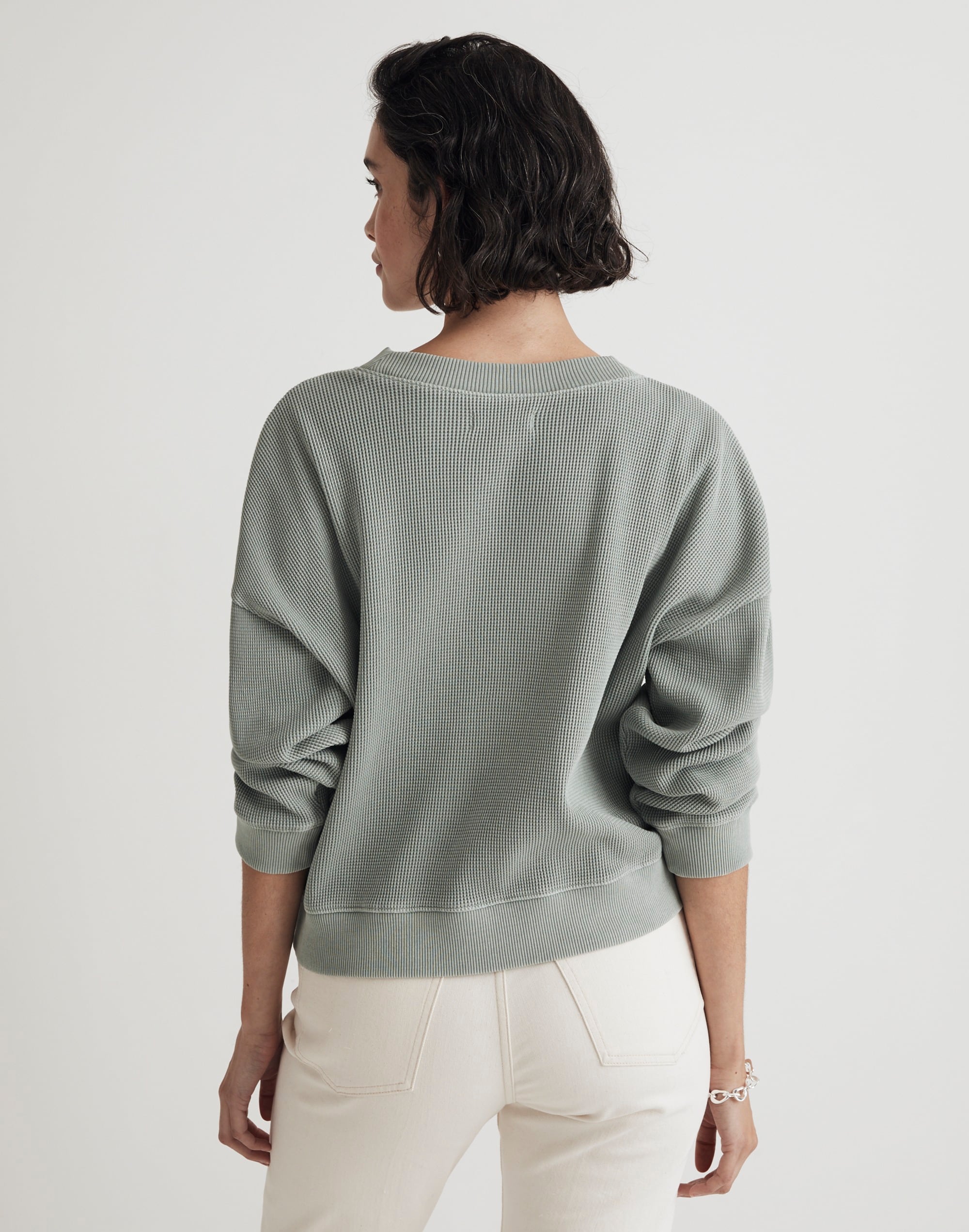 Waffle Knit Boxy Sweatshirt Tee