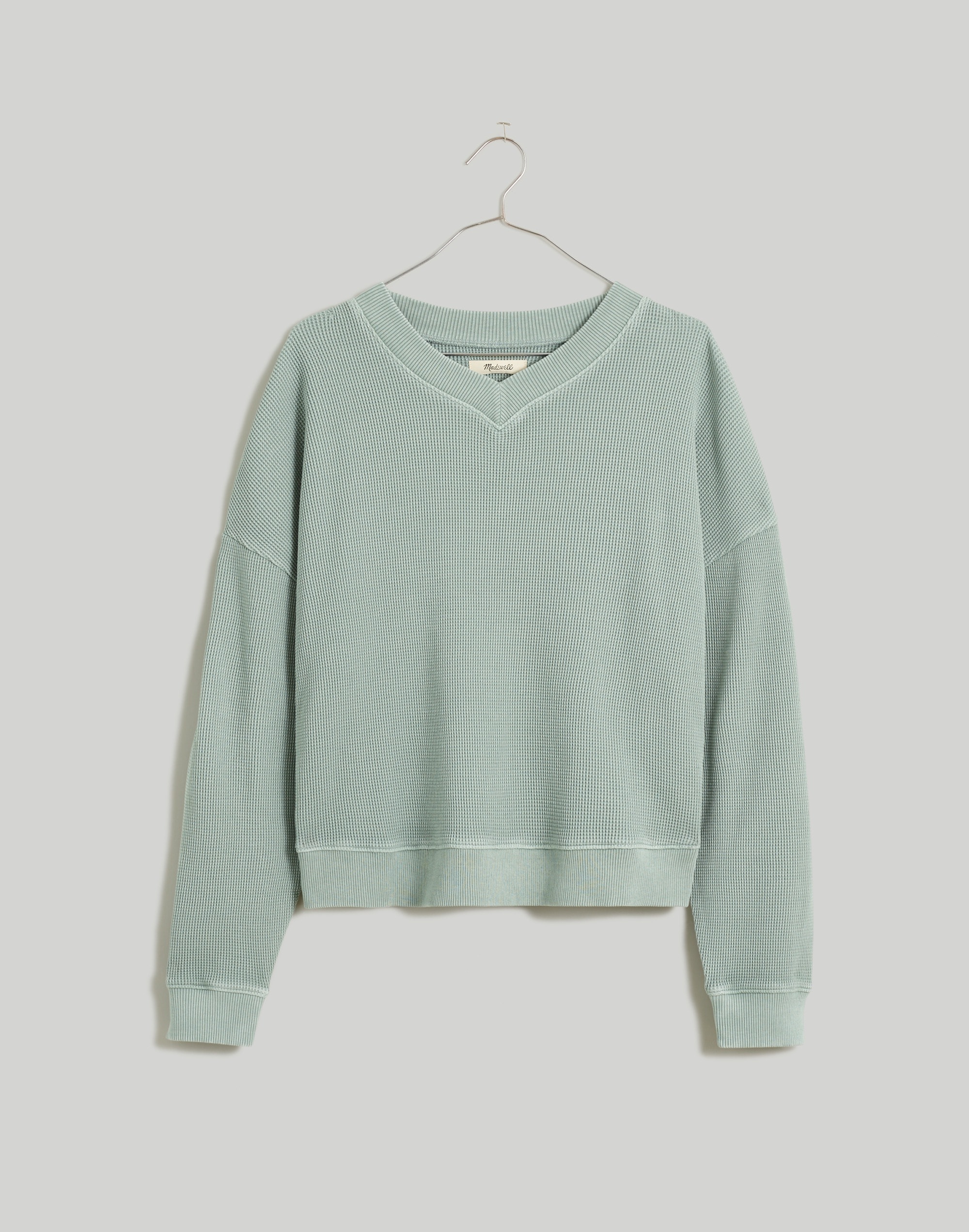 Waffle Knit Boxy Sweatshirt Tee