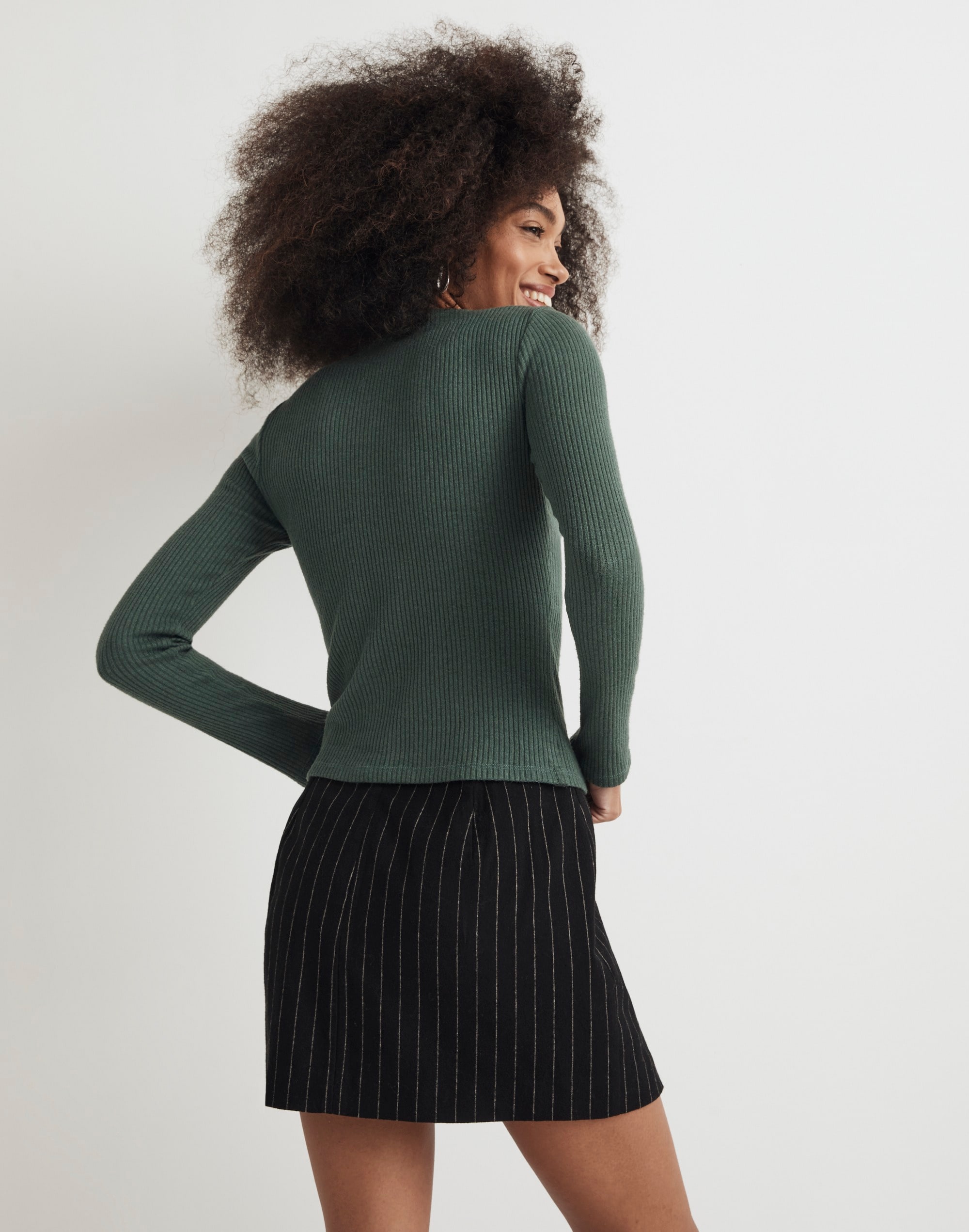Boatneck Button Long-Sleeve Top
