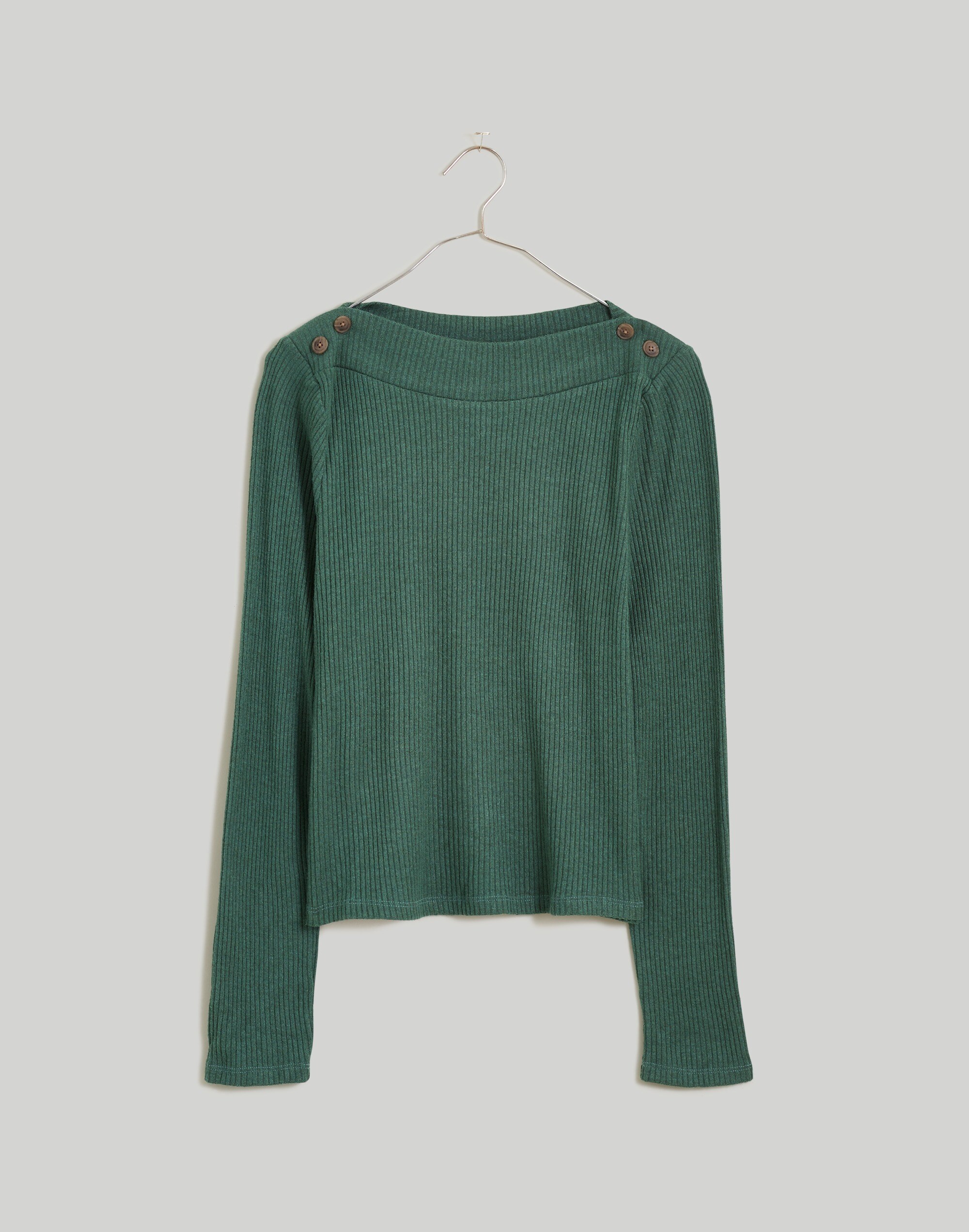 Boatneck Button Long-Sleeve Top