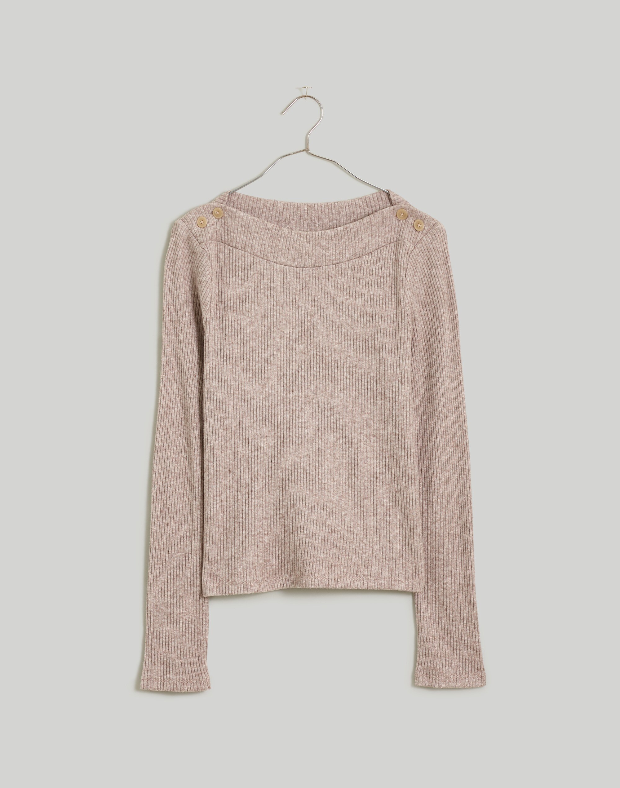Boatneck Button Long-Sleeve Top