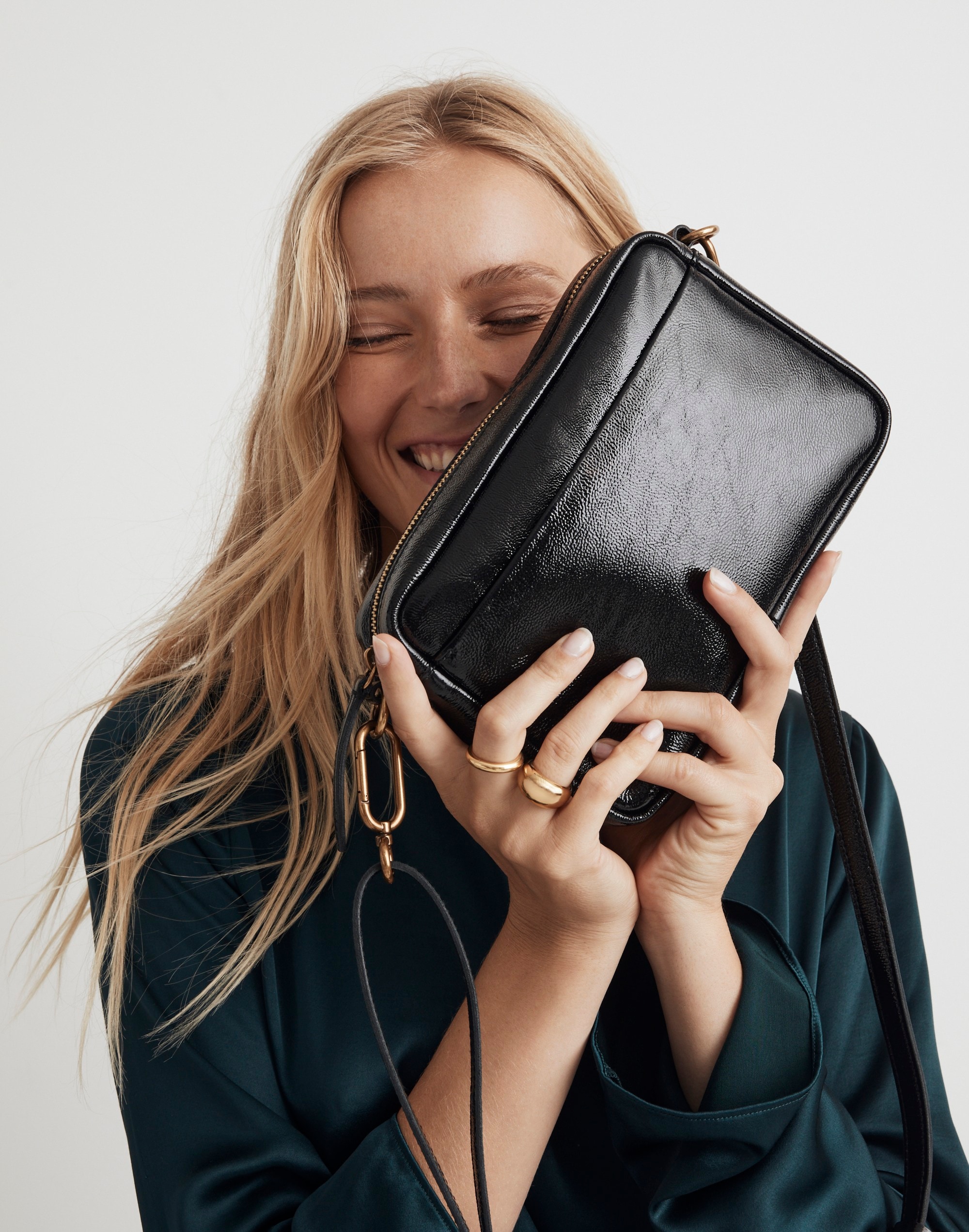 The Carabiner Medium Crossbody Bag in Patent Leather