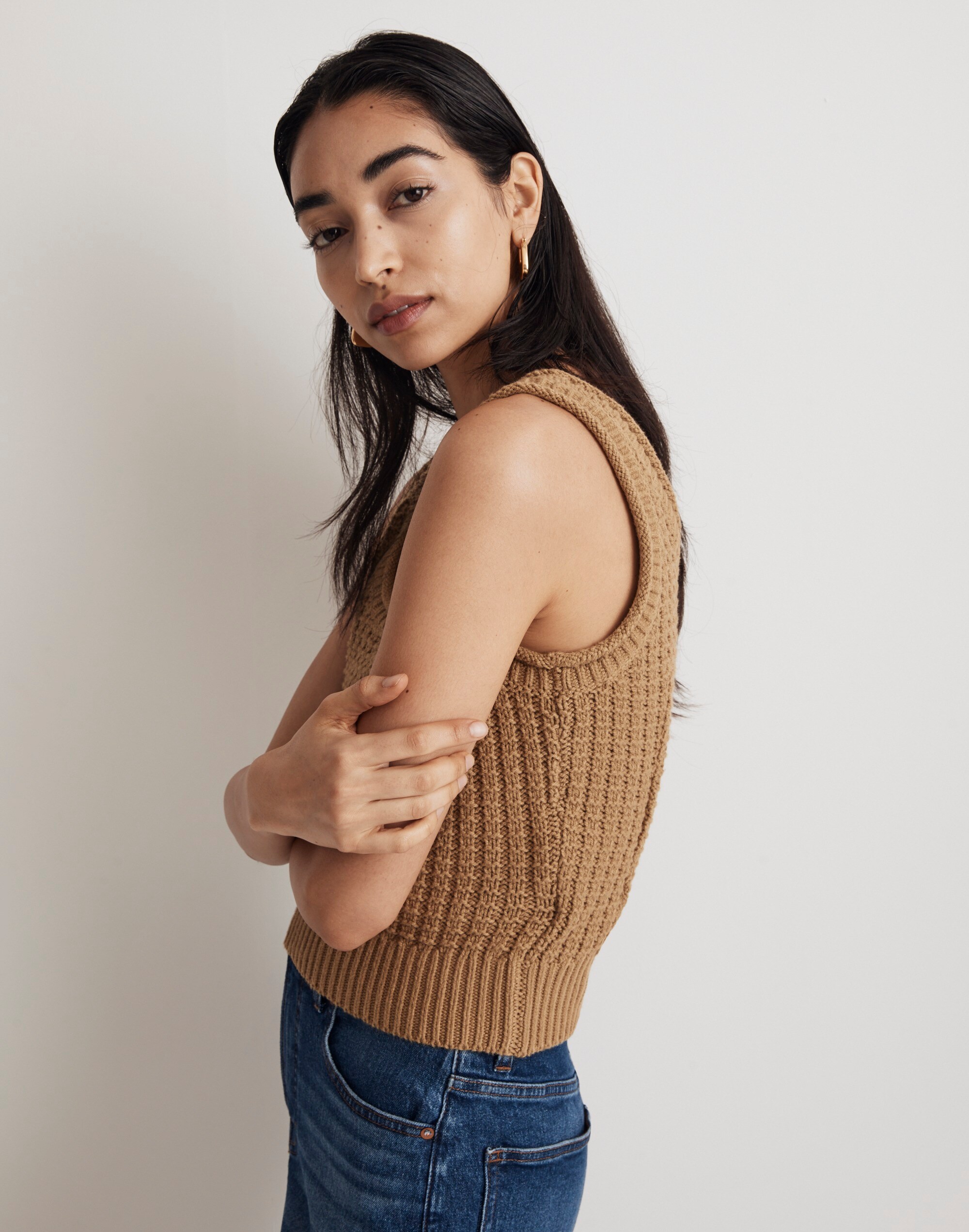 Textured-Stitch Sweater Tank