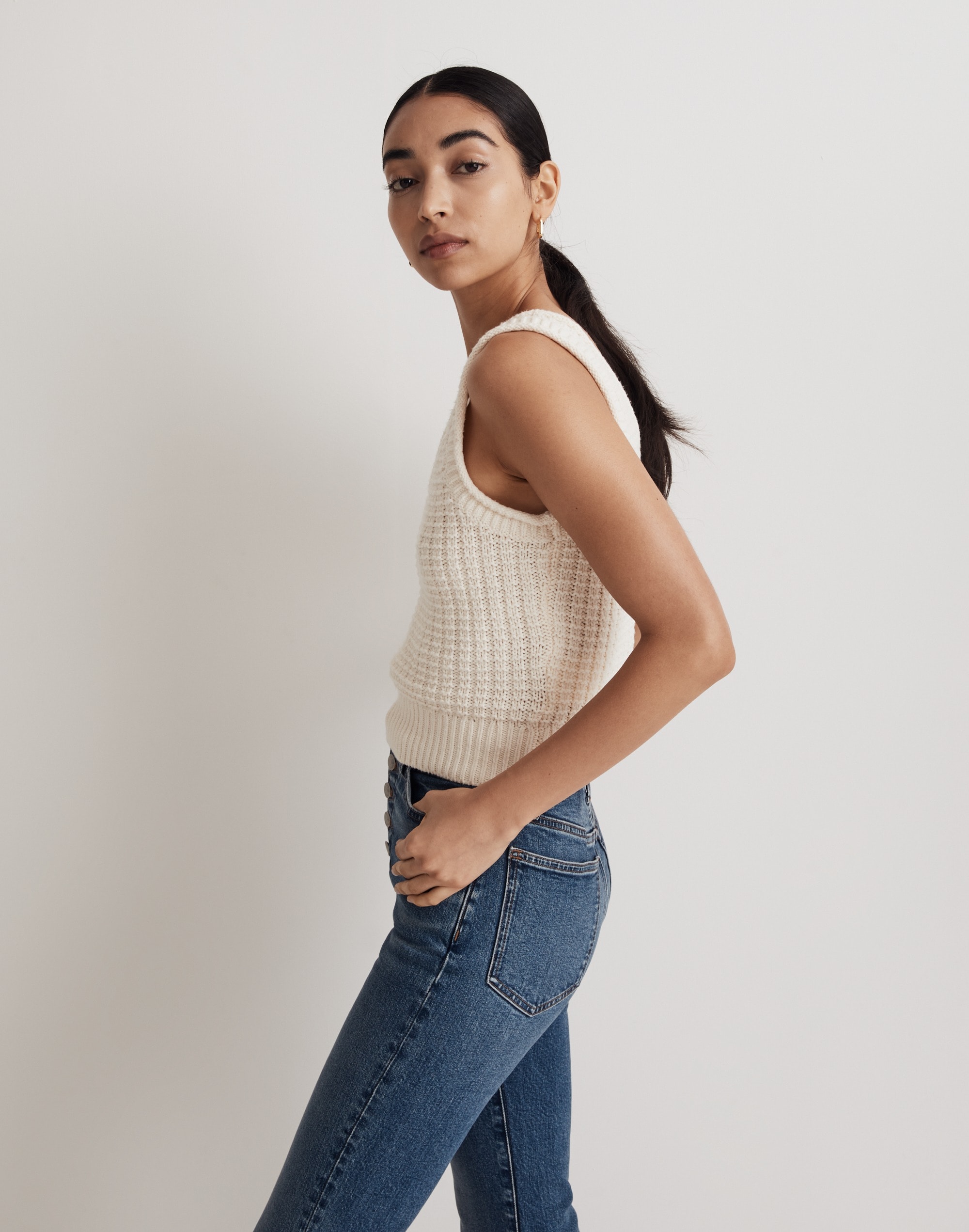 Textured-Stitch Sweater Tank