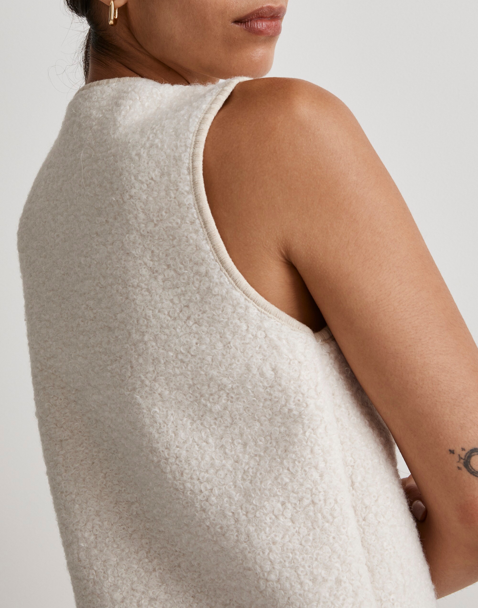 Pebbled Faux Shearling Button-Front Vest