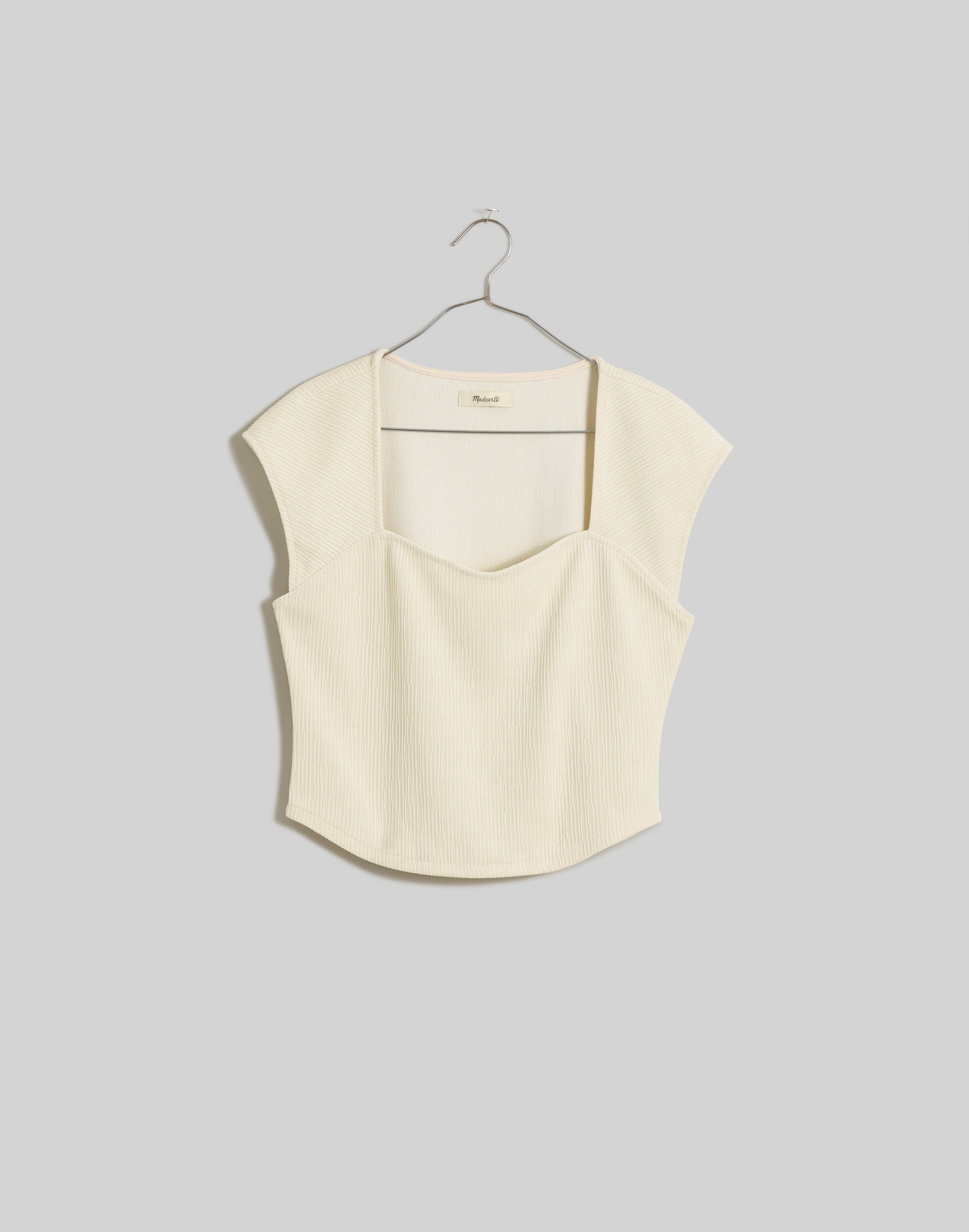 Jacquard Cap-Sleeve Sweetheart Cropped Top