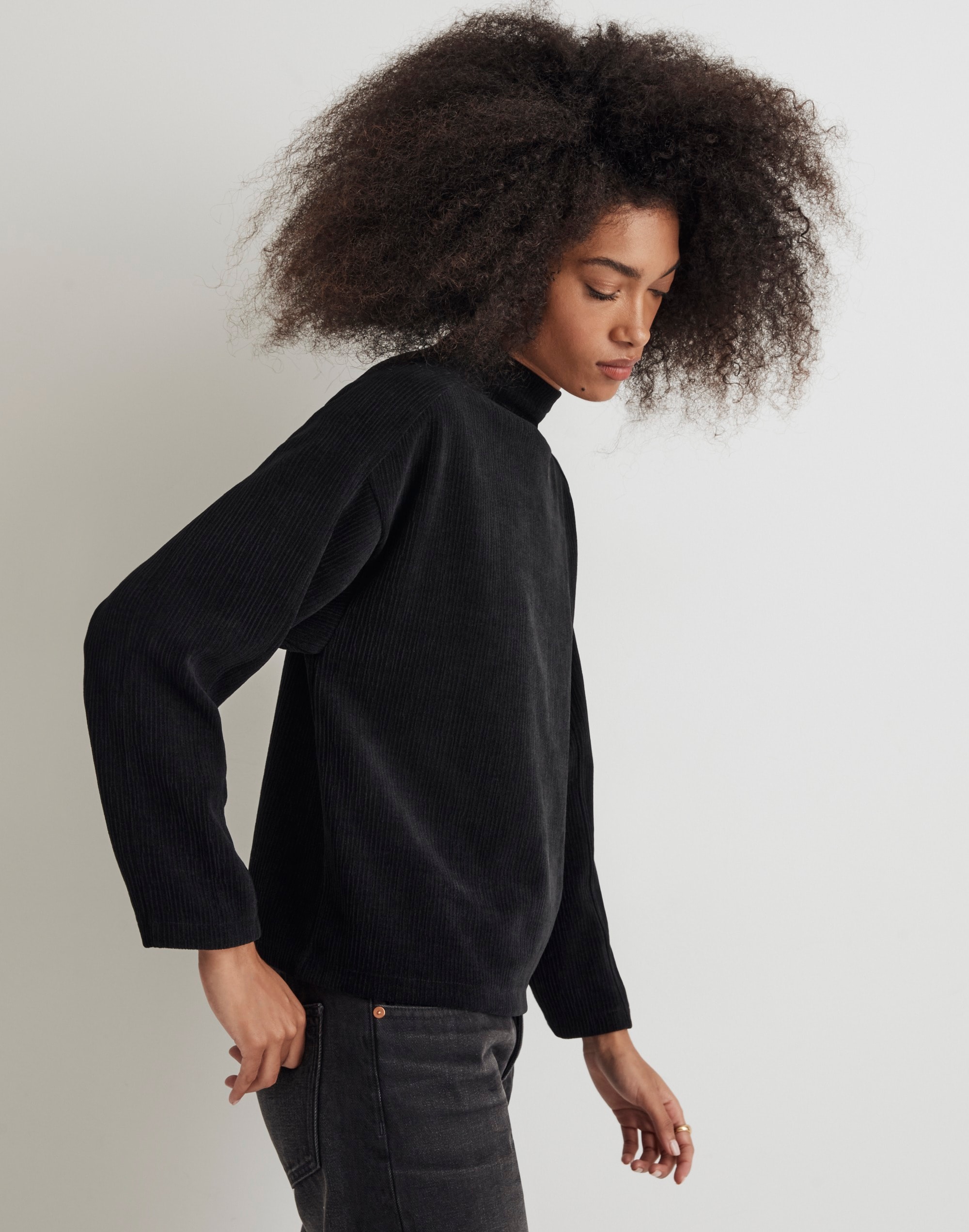 Striped Jacquard Funnelneck Top