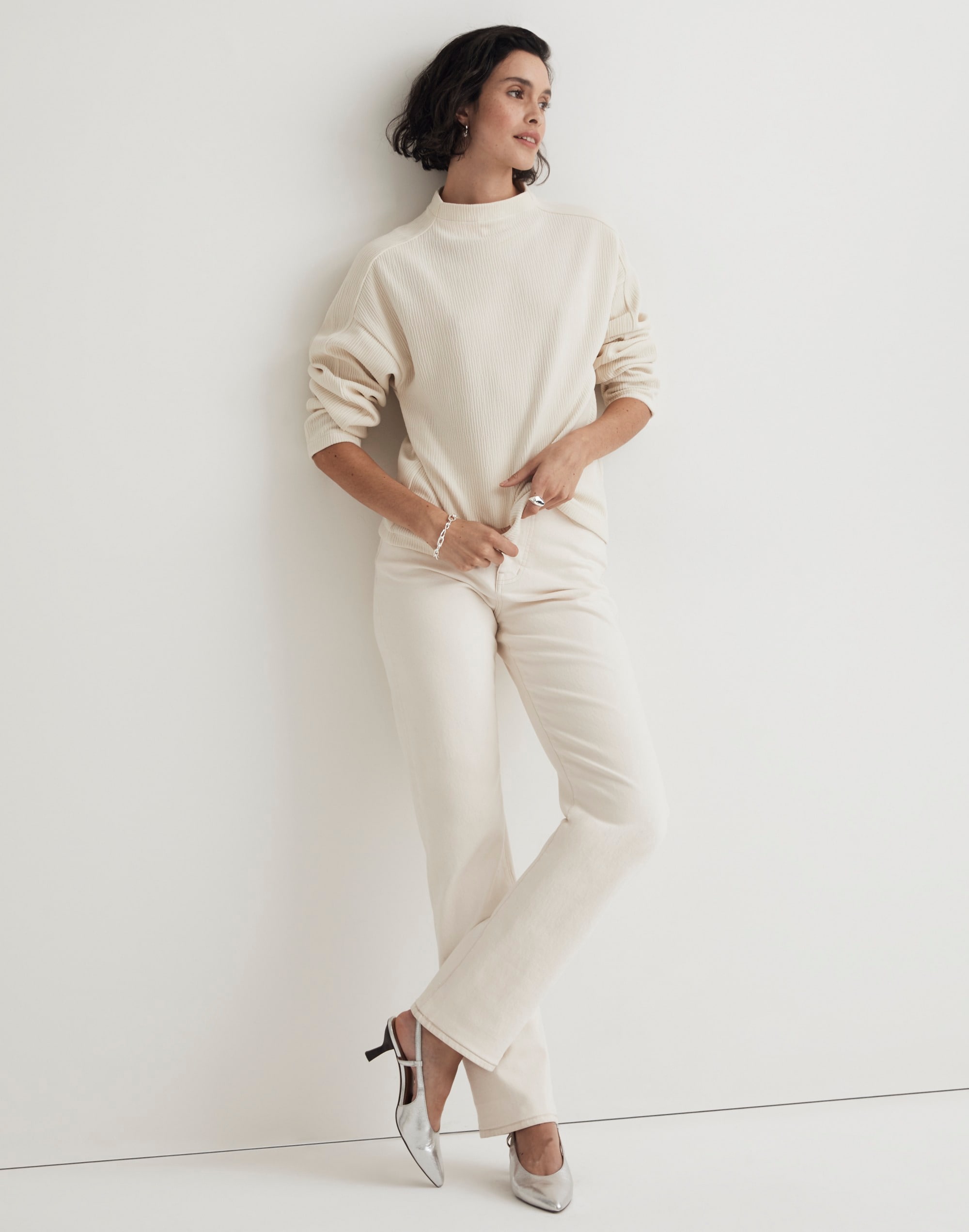 Striped Jacquard Funnelneck Top