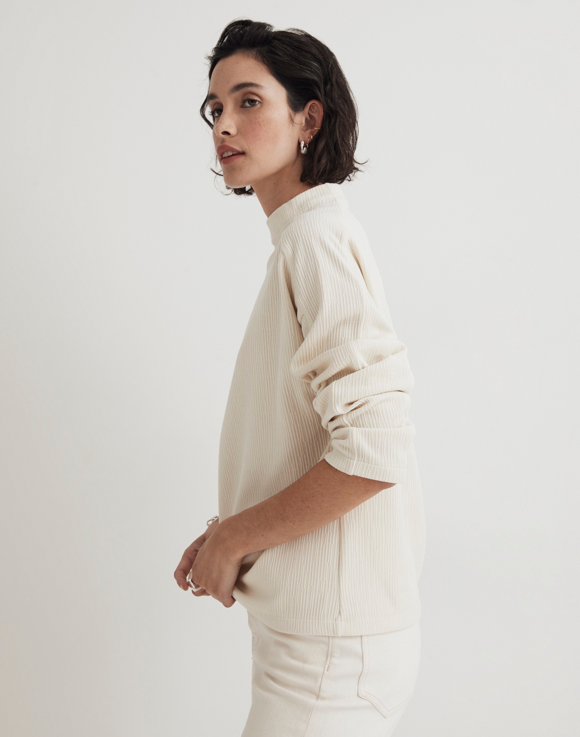 Striped Jacquard Funnelneck Top