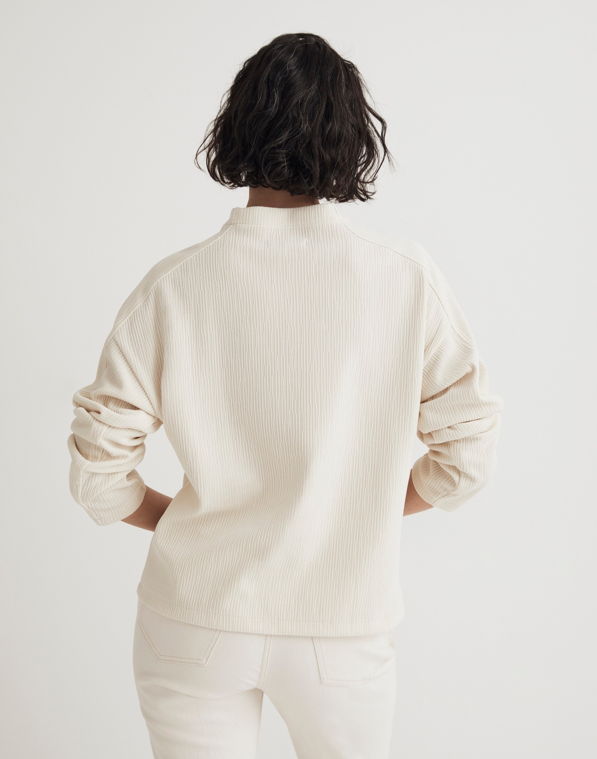 Striped Jacquard Funnelneck Top