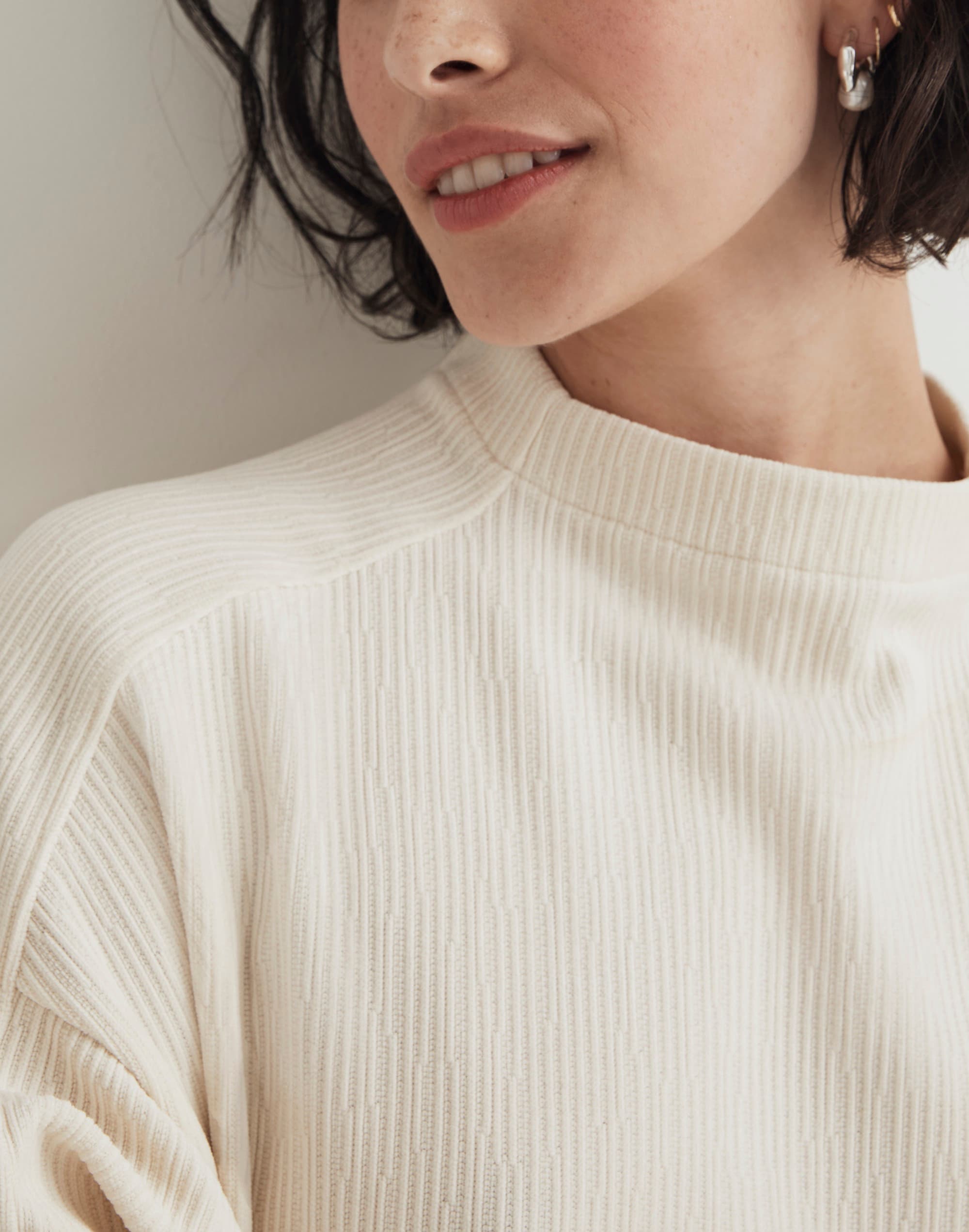 Striped Jacquard Funnelneck Top