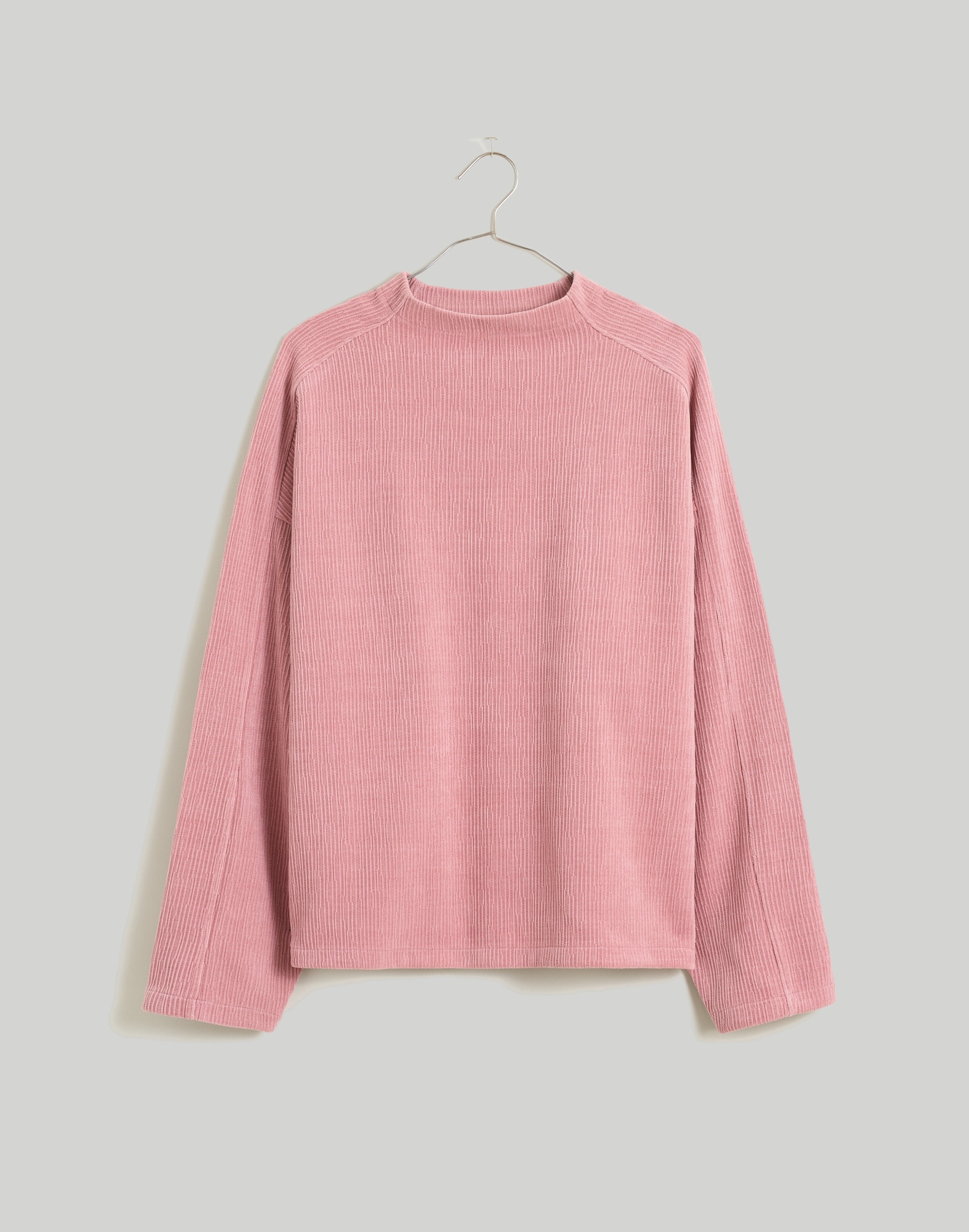 Mw Striped Jacquard Funnelneck Top In Pink