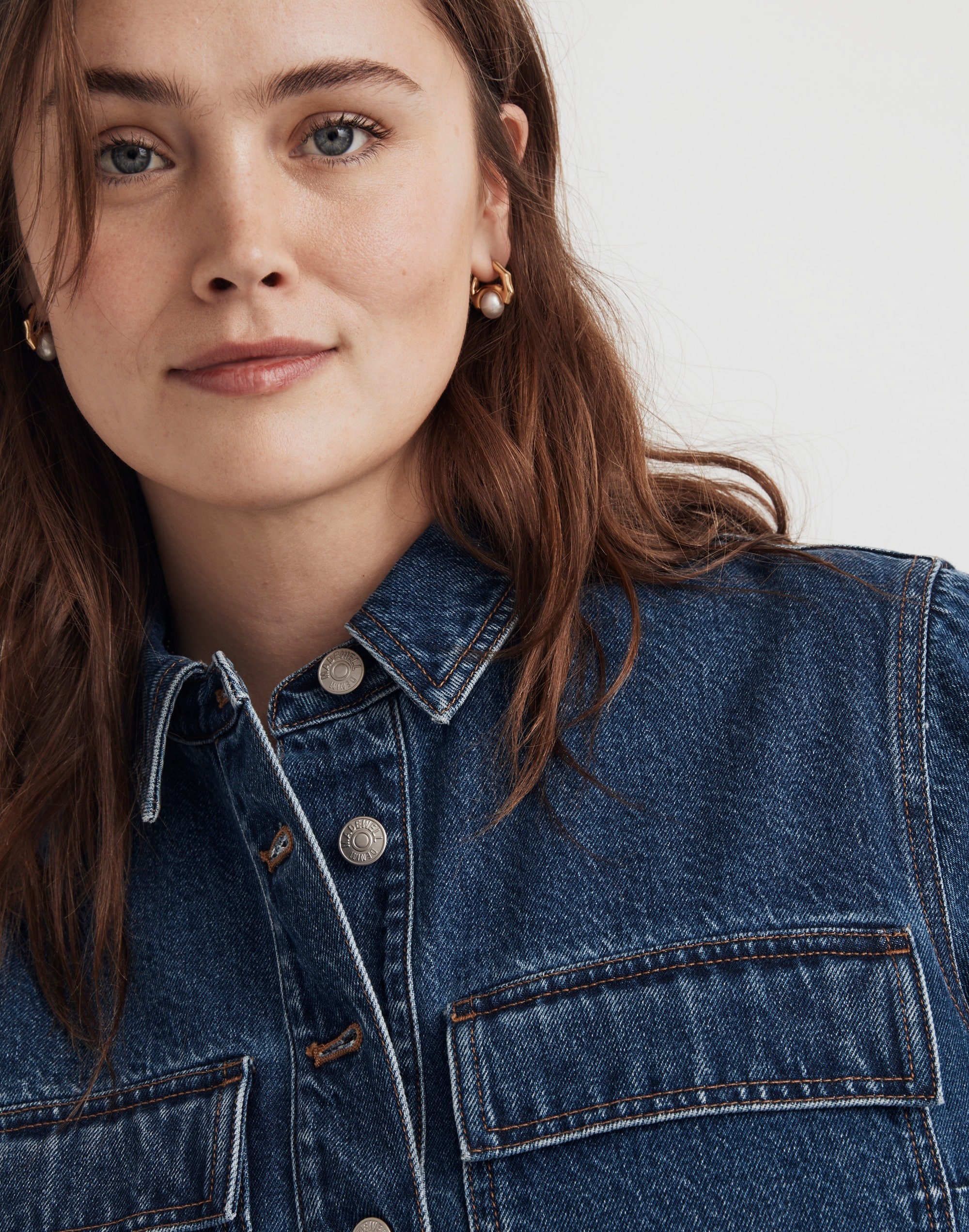 Plus Denim Popover Mini Shirtdress in Sennet Wash