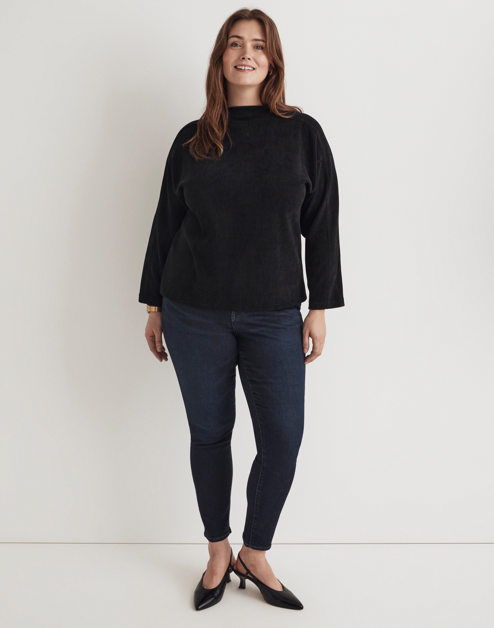 Striped Jacquard Funnelneck Top