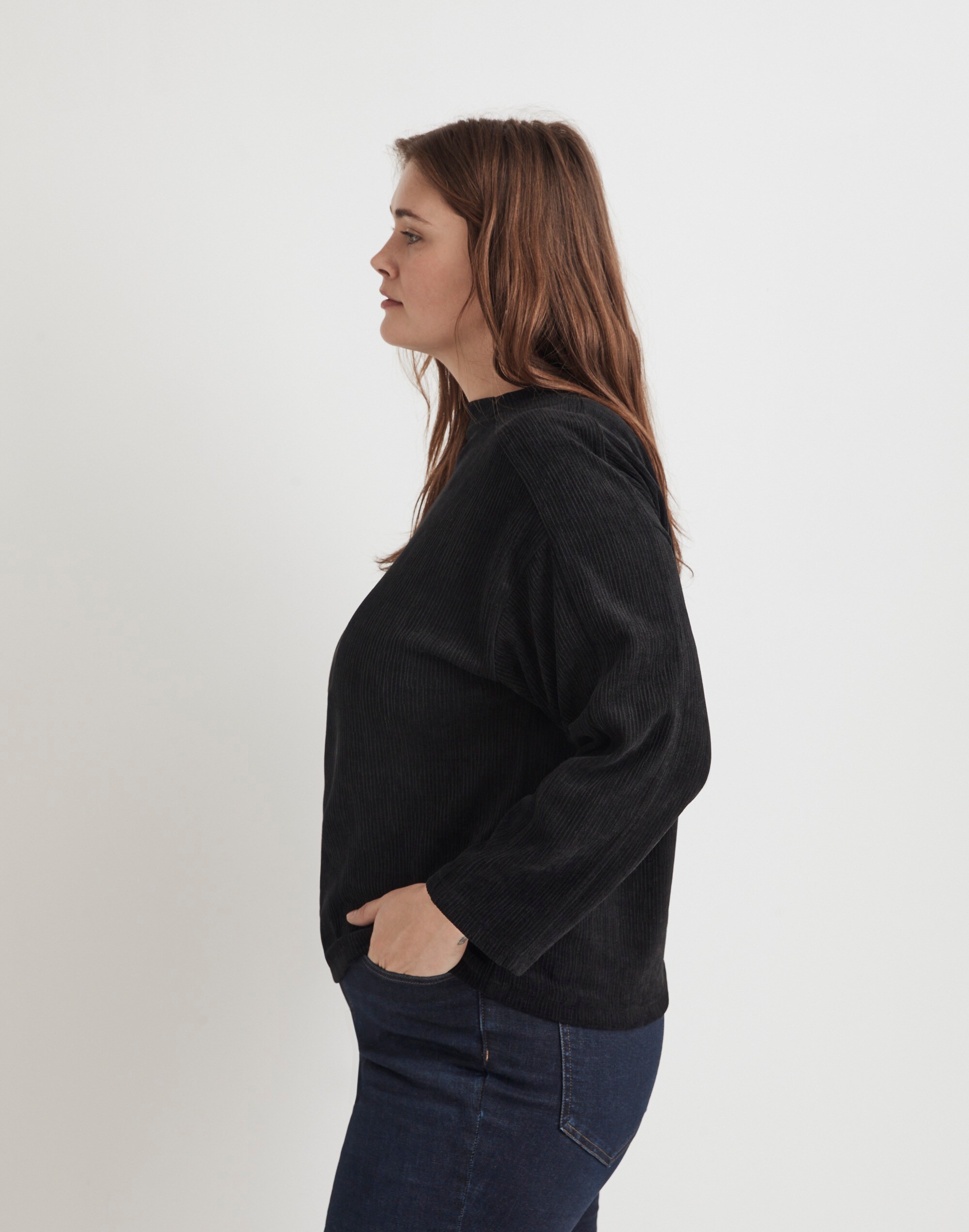 Striped Jacquard Funnelneck Top