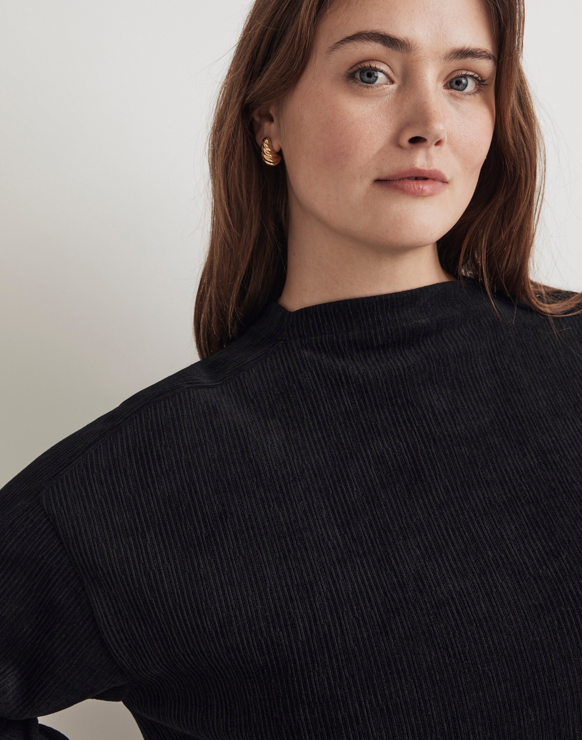 Striped Jacquard Funnelneck Top