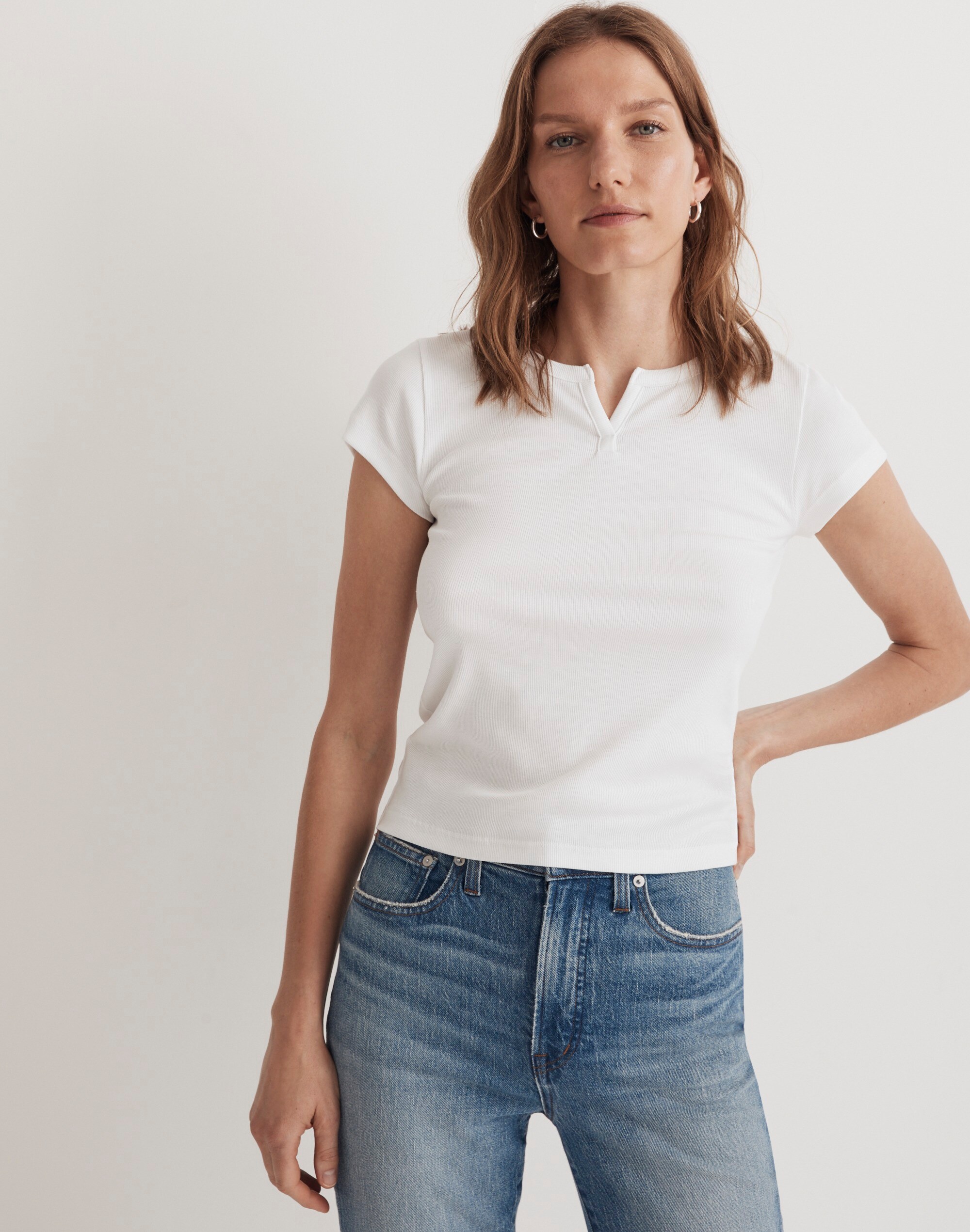 Brightside Rib Split-Neck Tee