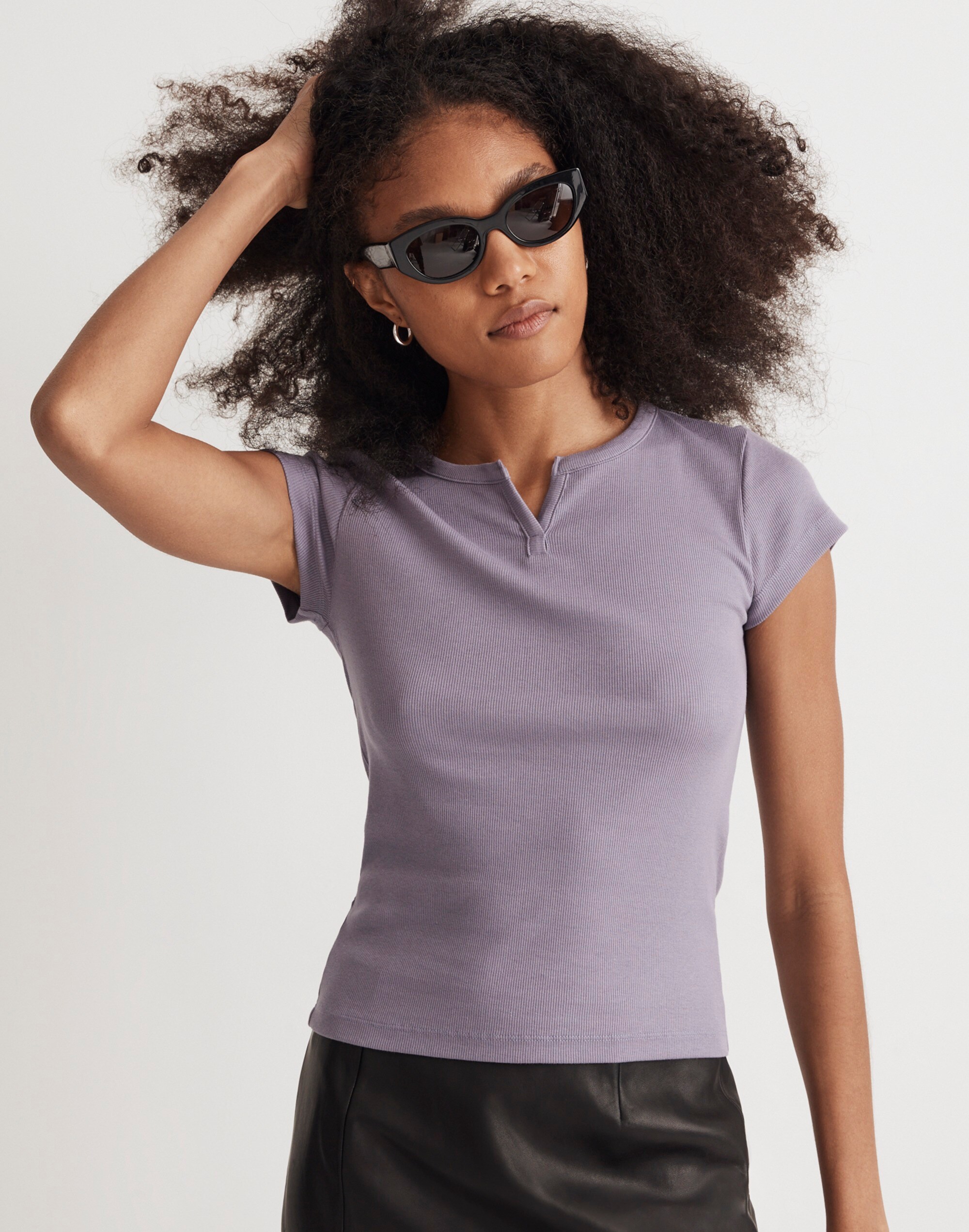 Brightside Rib Split-Neck Tee