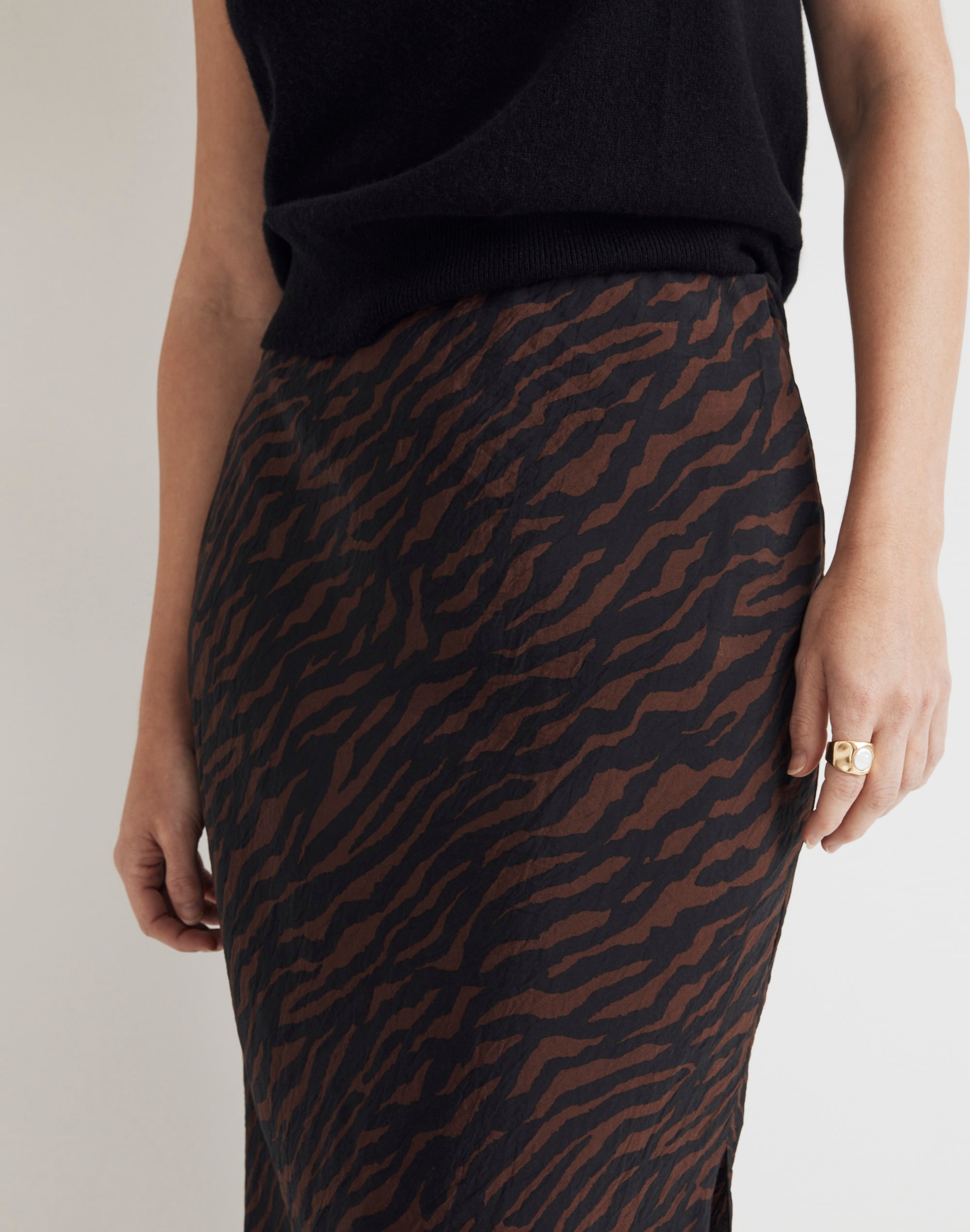 The Layton Midi Slip Skirt in Abstract Animal