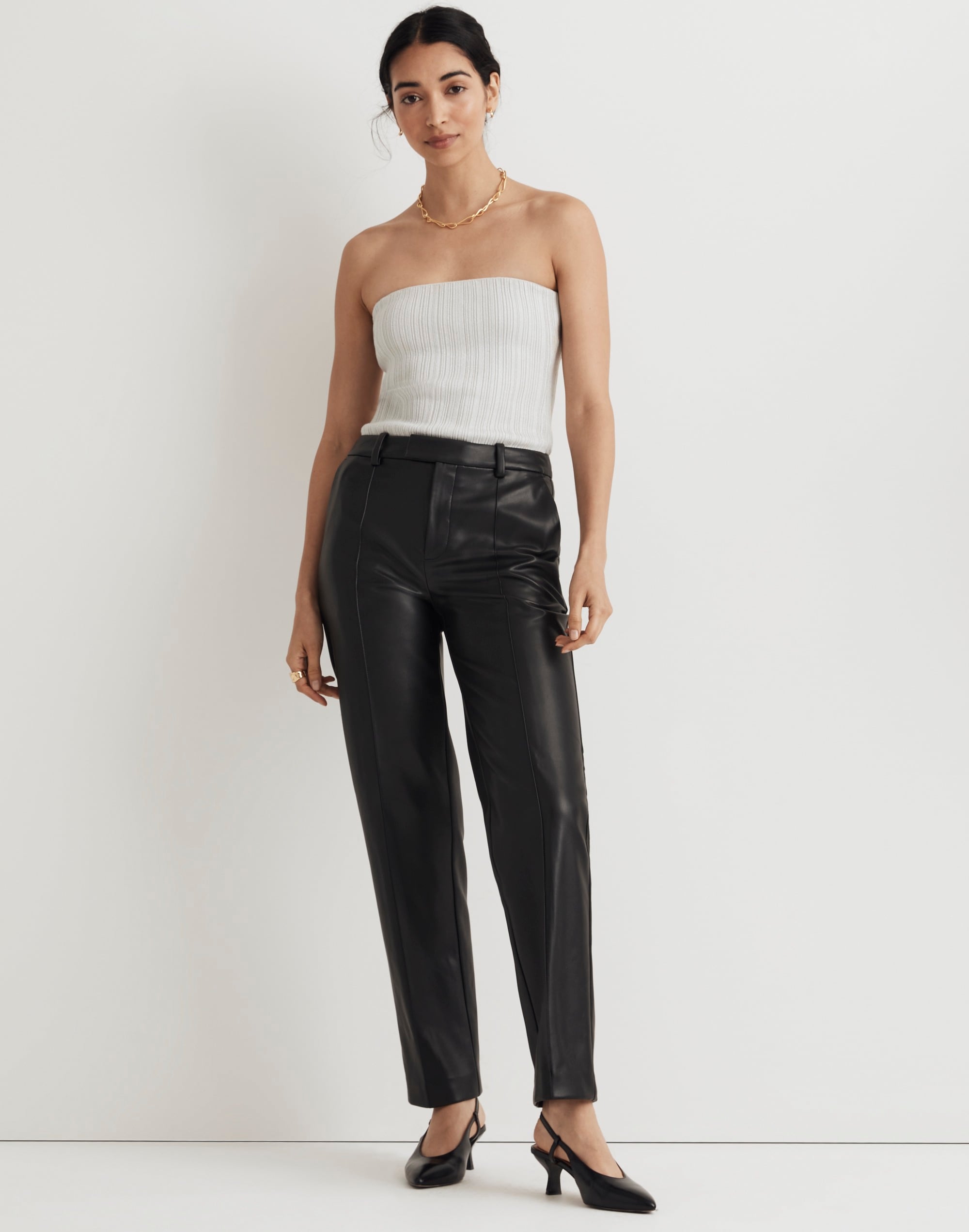 Madewell x Aimee Song Slim Tapered Pants Faux Leather