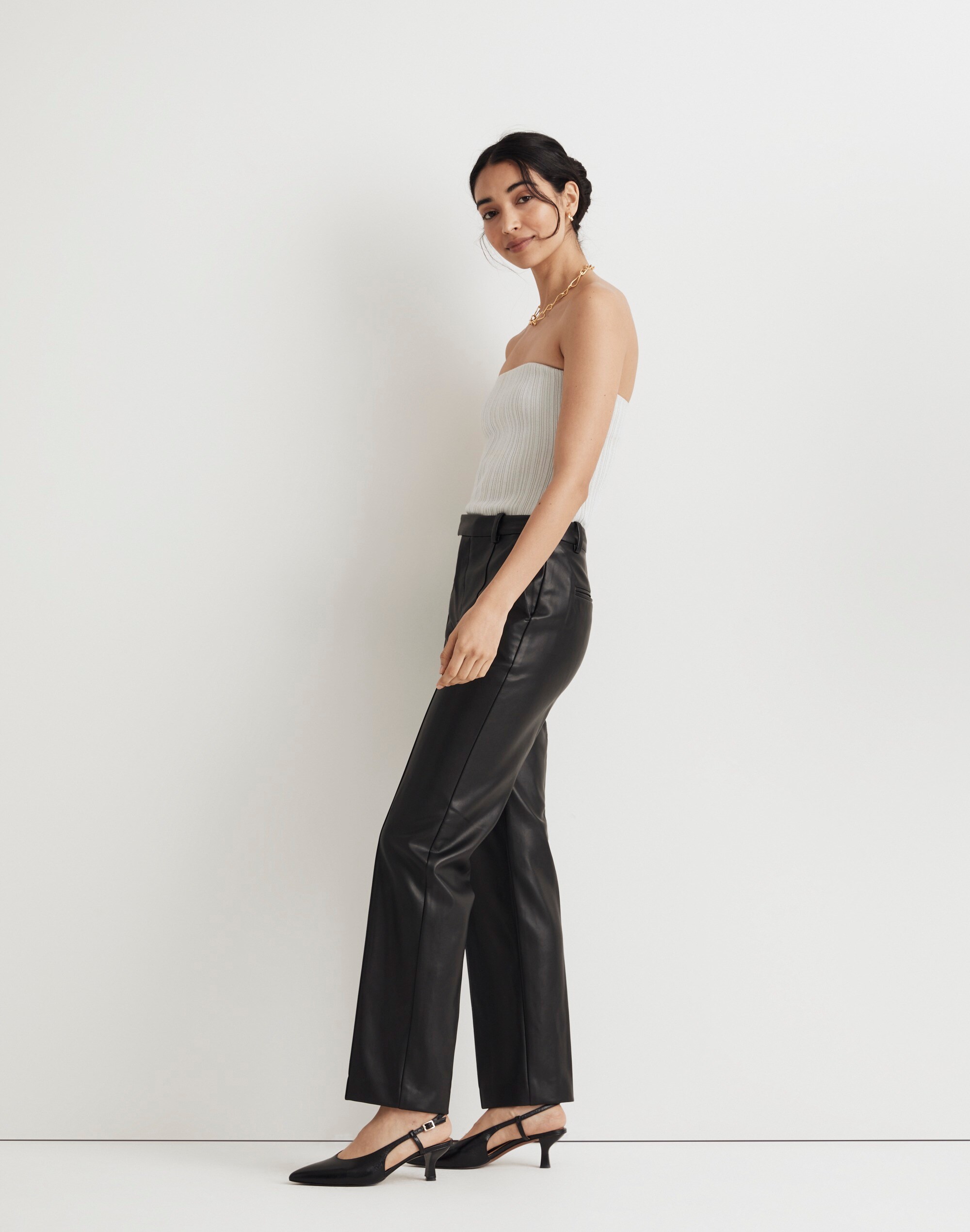 Madewell x Aimee Song Slim Tapered Pants in Faux Leather