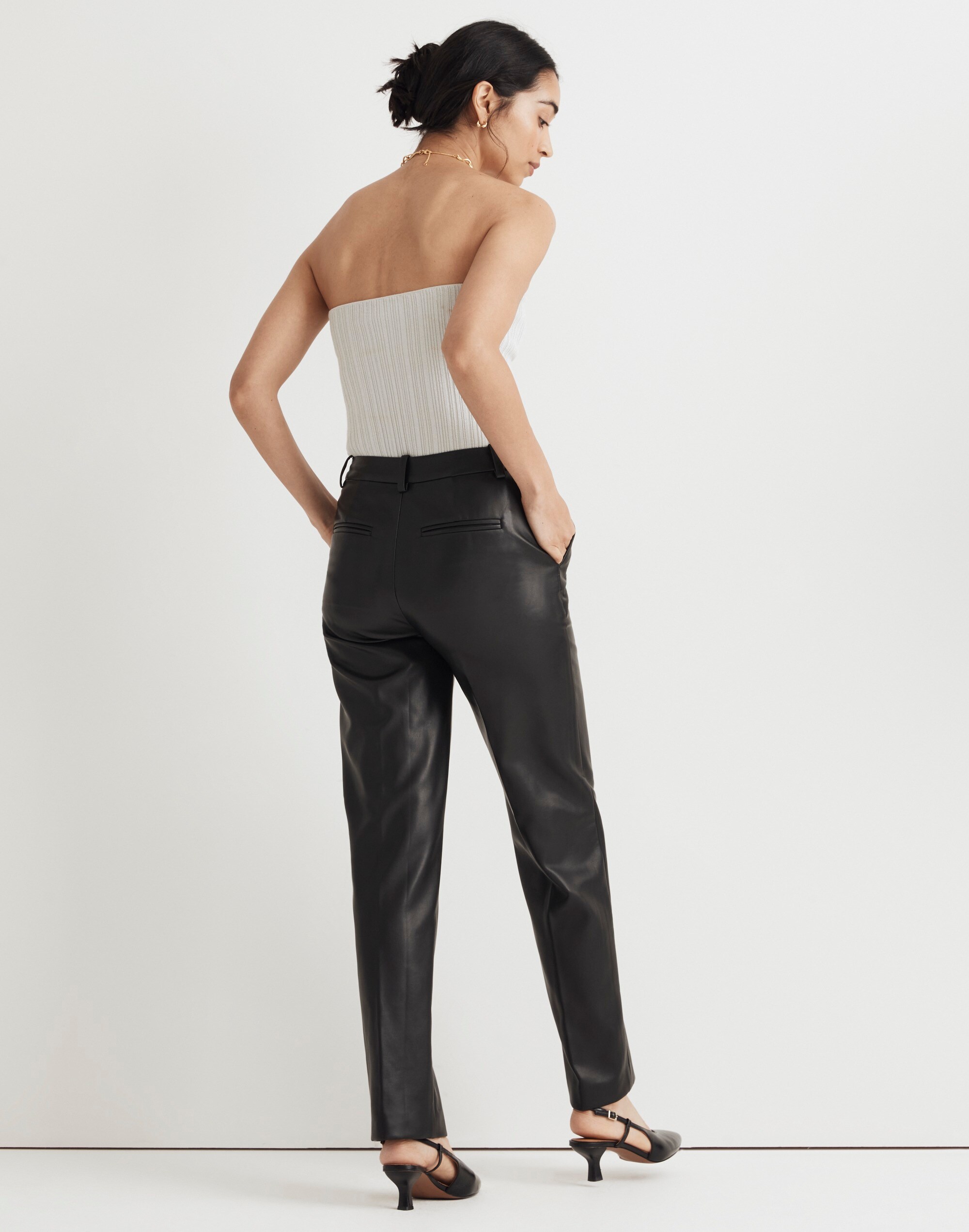 Madewell x Aimee Song Slim Tapered Pants in Faux Leather