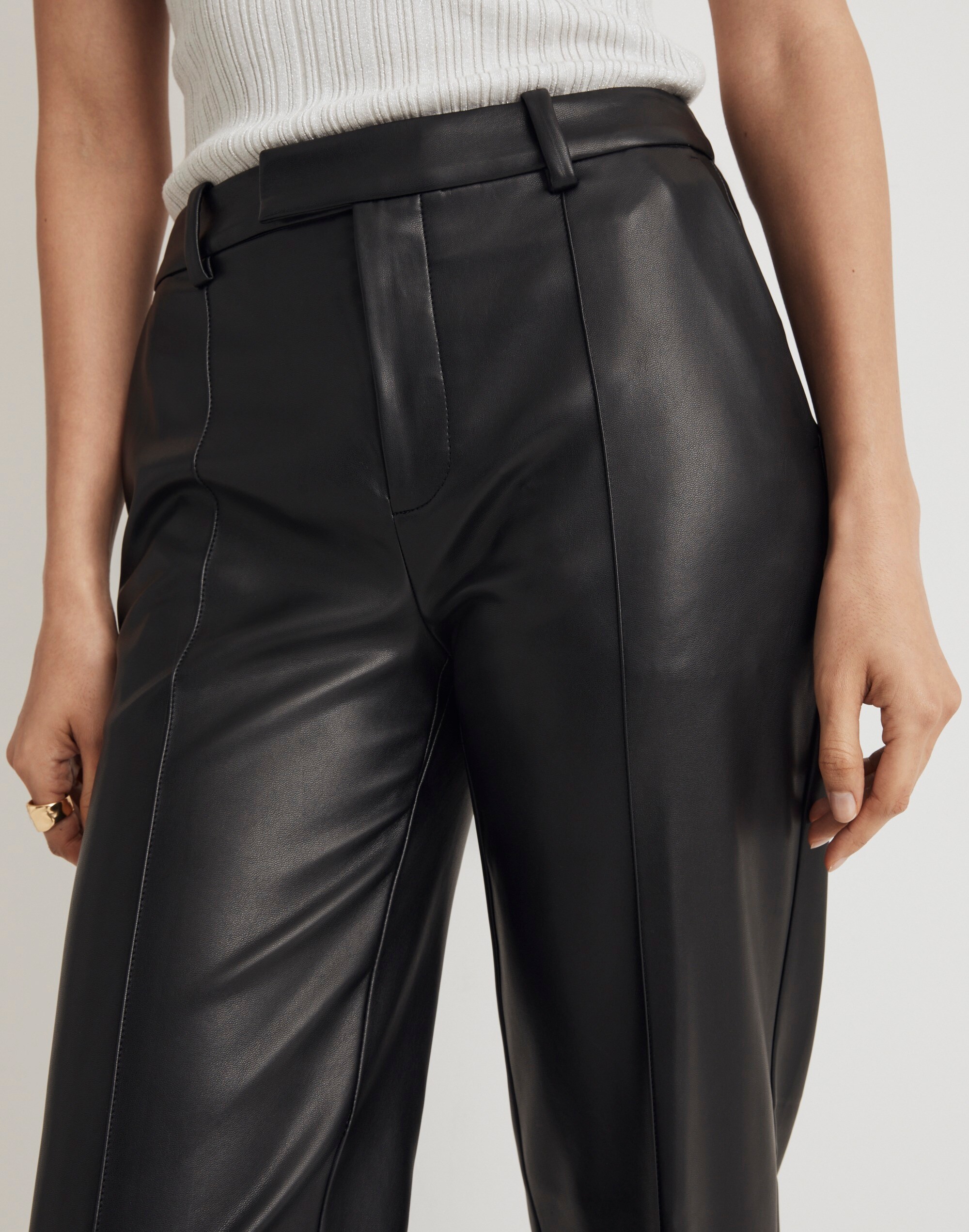 Madewell x Aimee Song Slim Tapered Pants in Faux Leather
