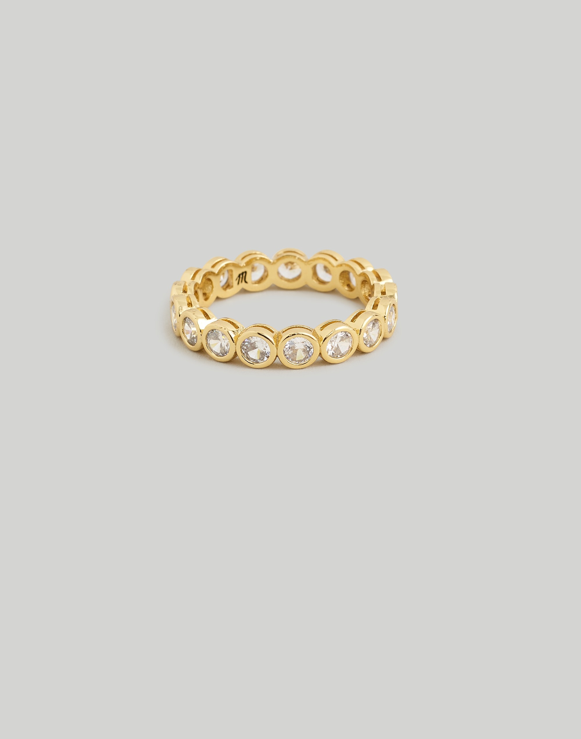 Mw The Tennis Collection Bezel Set Crystal Ring In Pale Gold