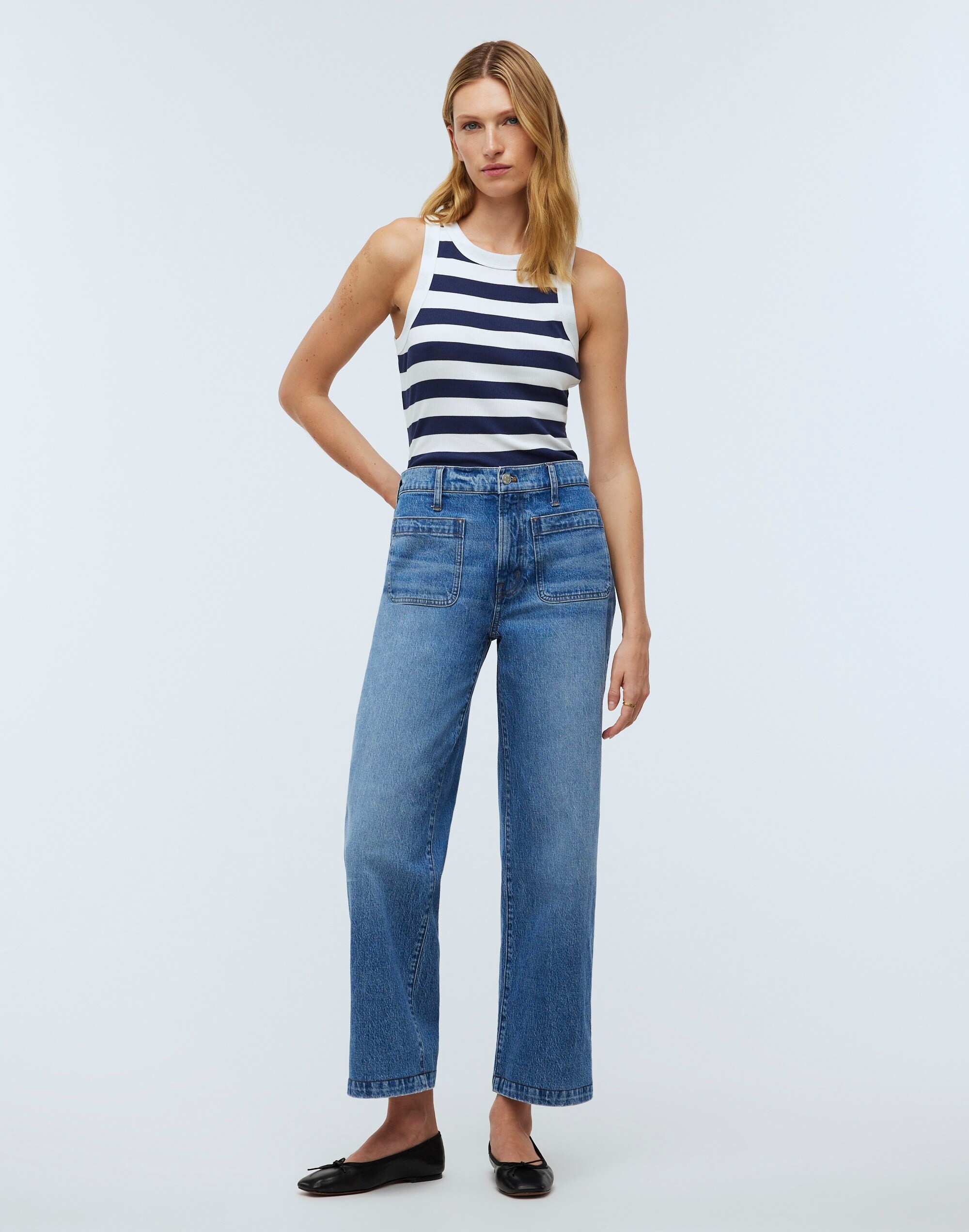 The Emmett Wide-Leg Full Length Jean: Patch Pocket Edition