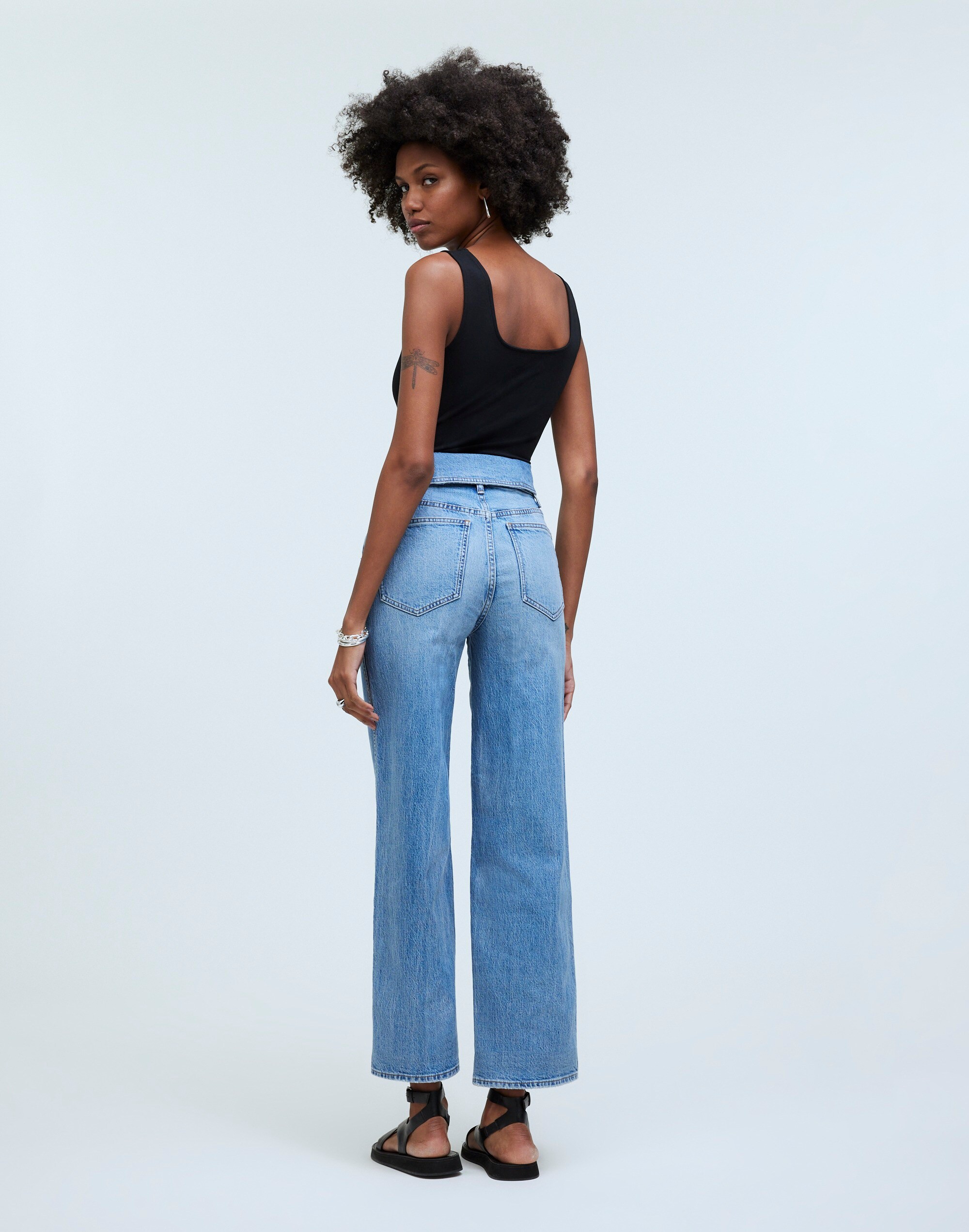 The Perfect Vintage Wide-Leg Crop Jean in Pickford Wash: Foldover-Waist Edition