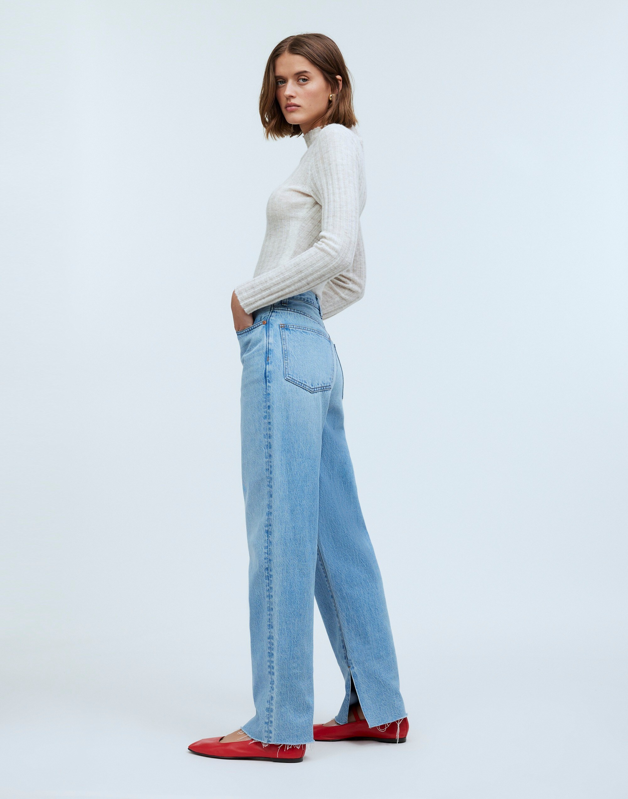 Baggy Straight Jeans in Seebald Wash: Raw-Hem Edition
