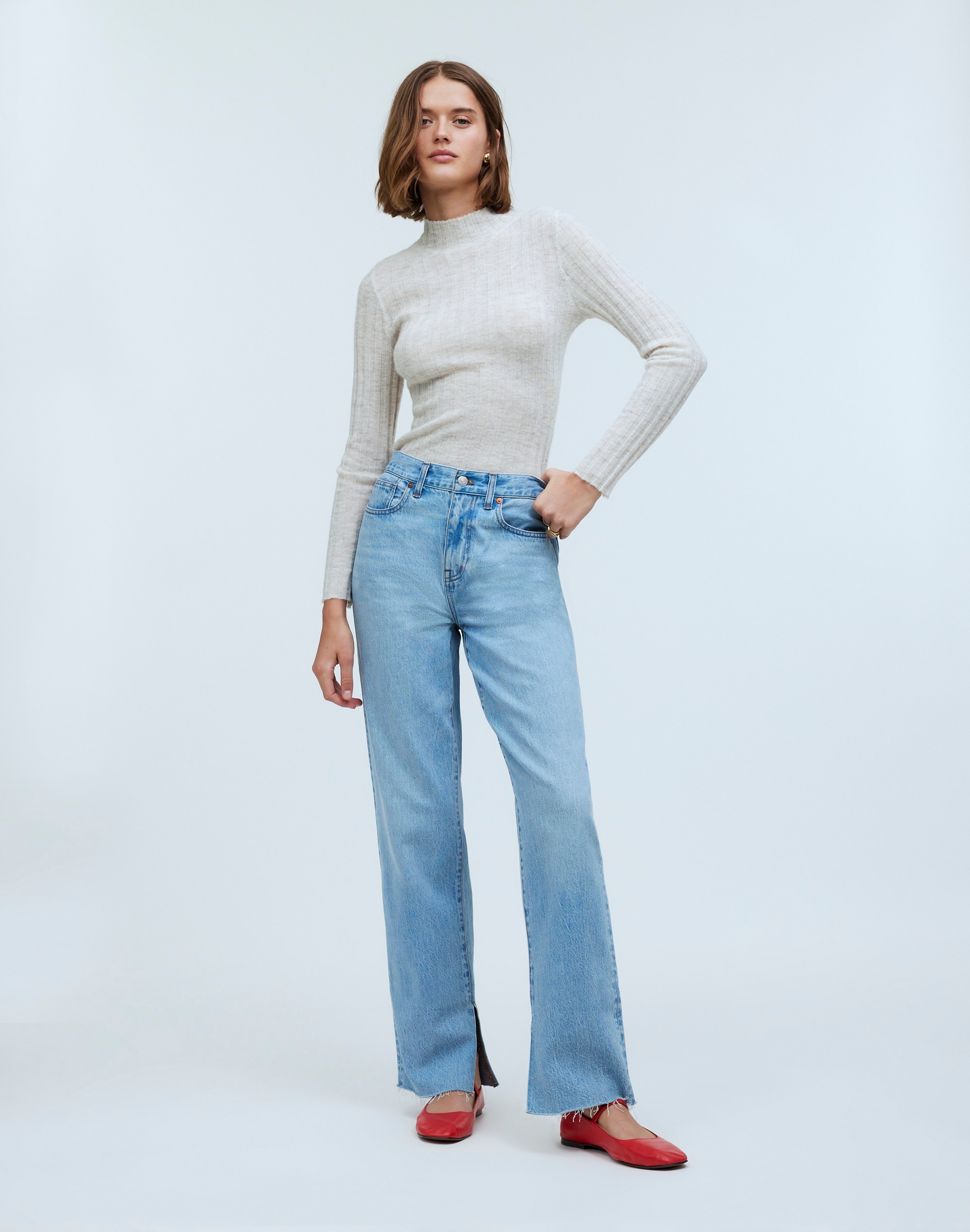 Baggy Straight Jeans in Seebald Wash: Raw-Hem Edition
