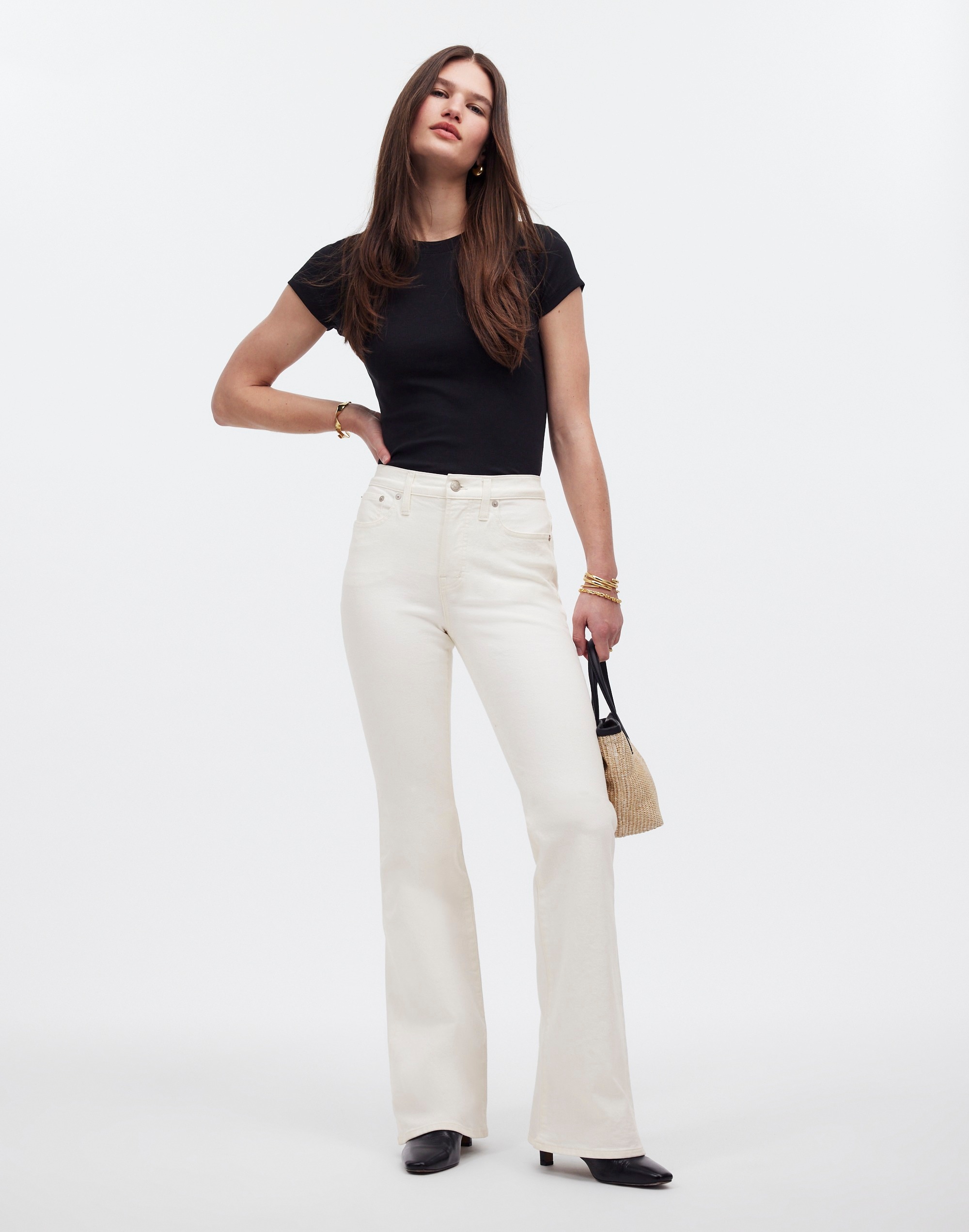 flea market flare jeans in tile white