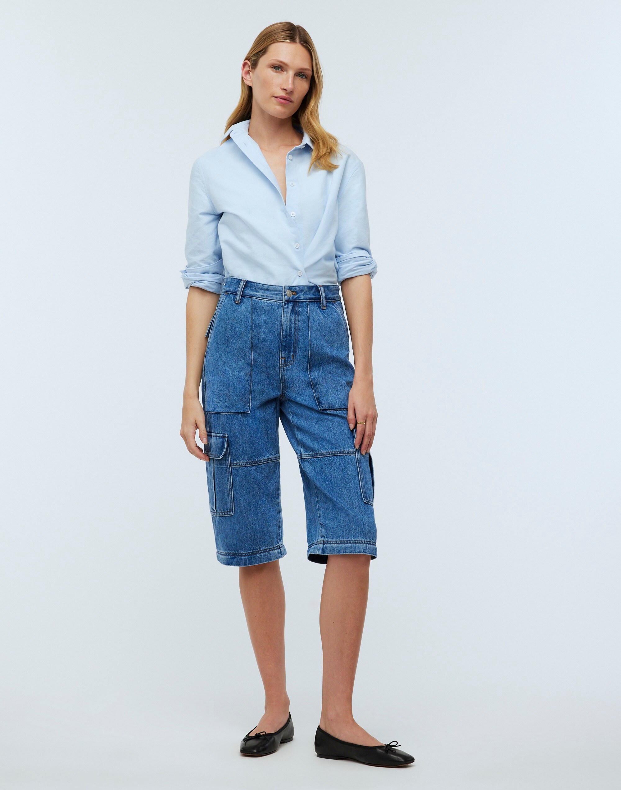 Baggy Straight Cargo Jeans in Thetford Wash: Zip-Off Edition