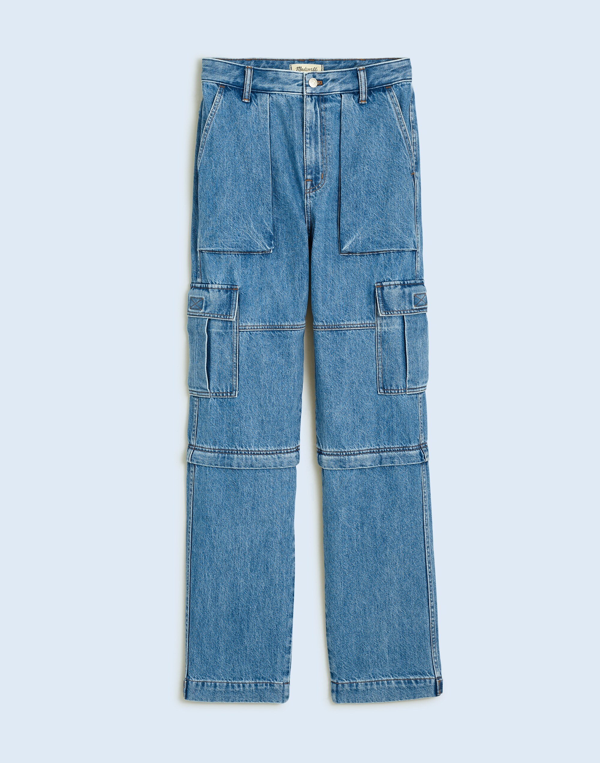 Baggy Straight Cargo Jeans in Thetford Wash: Zip-Off Edition