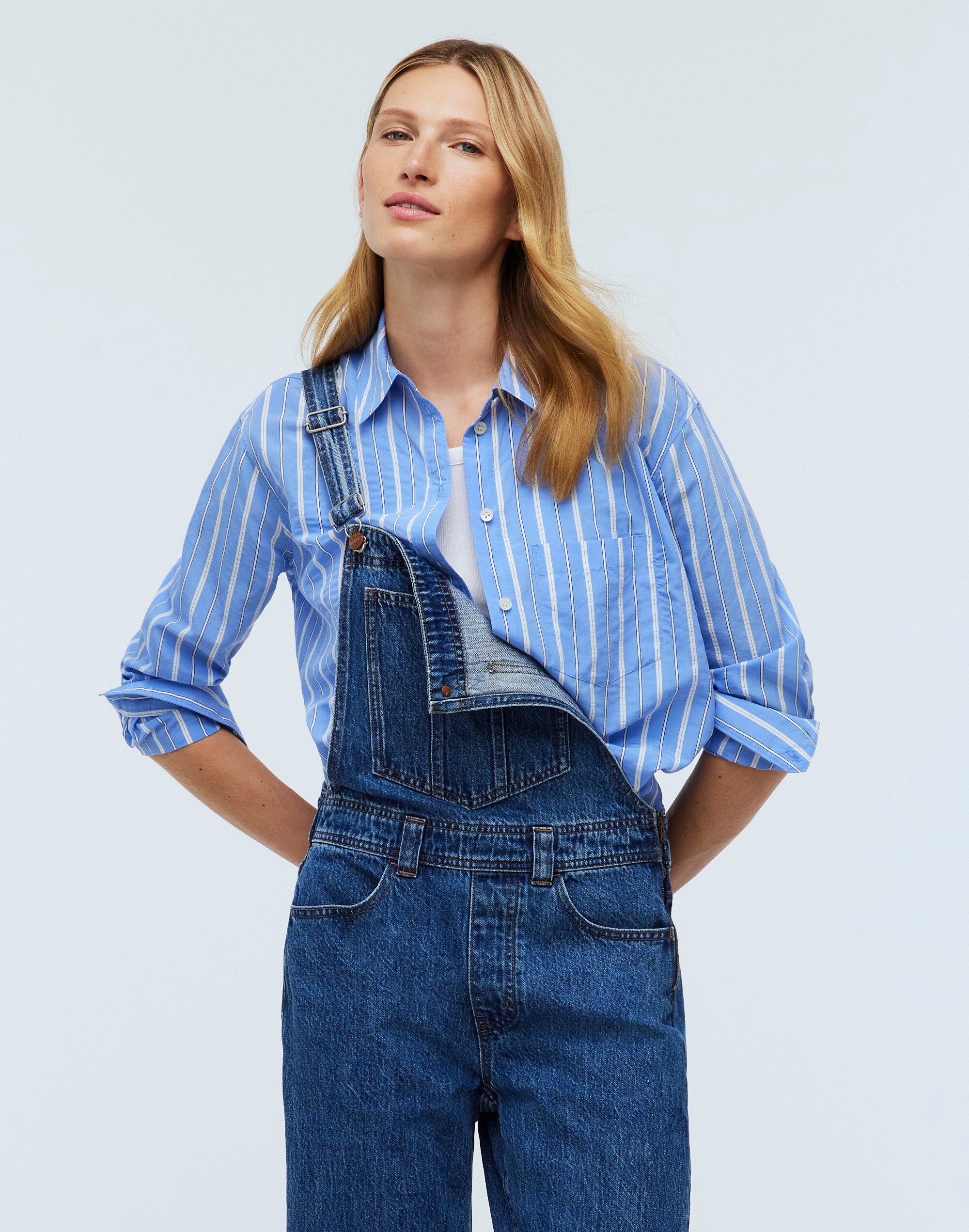 Low-Slung Straight Overalls in Clifdon Wash