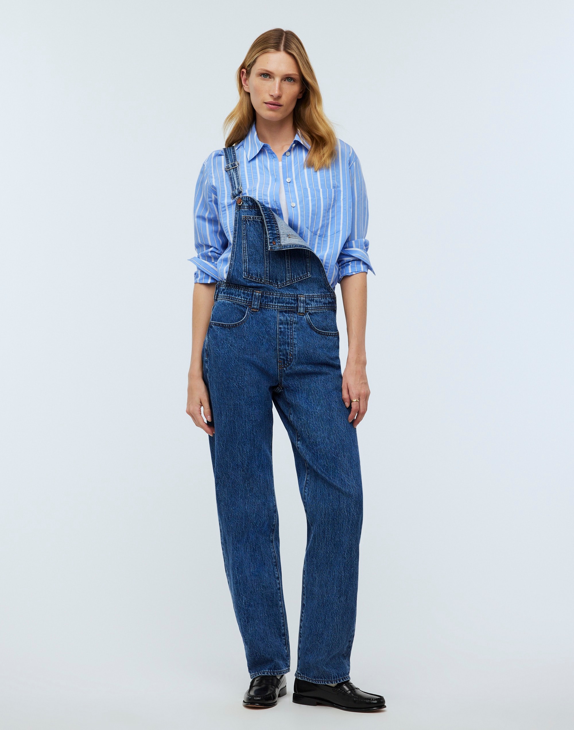 Petite Low-Slung Straight Overalls in Clifdon Wash