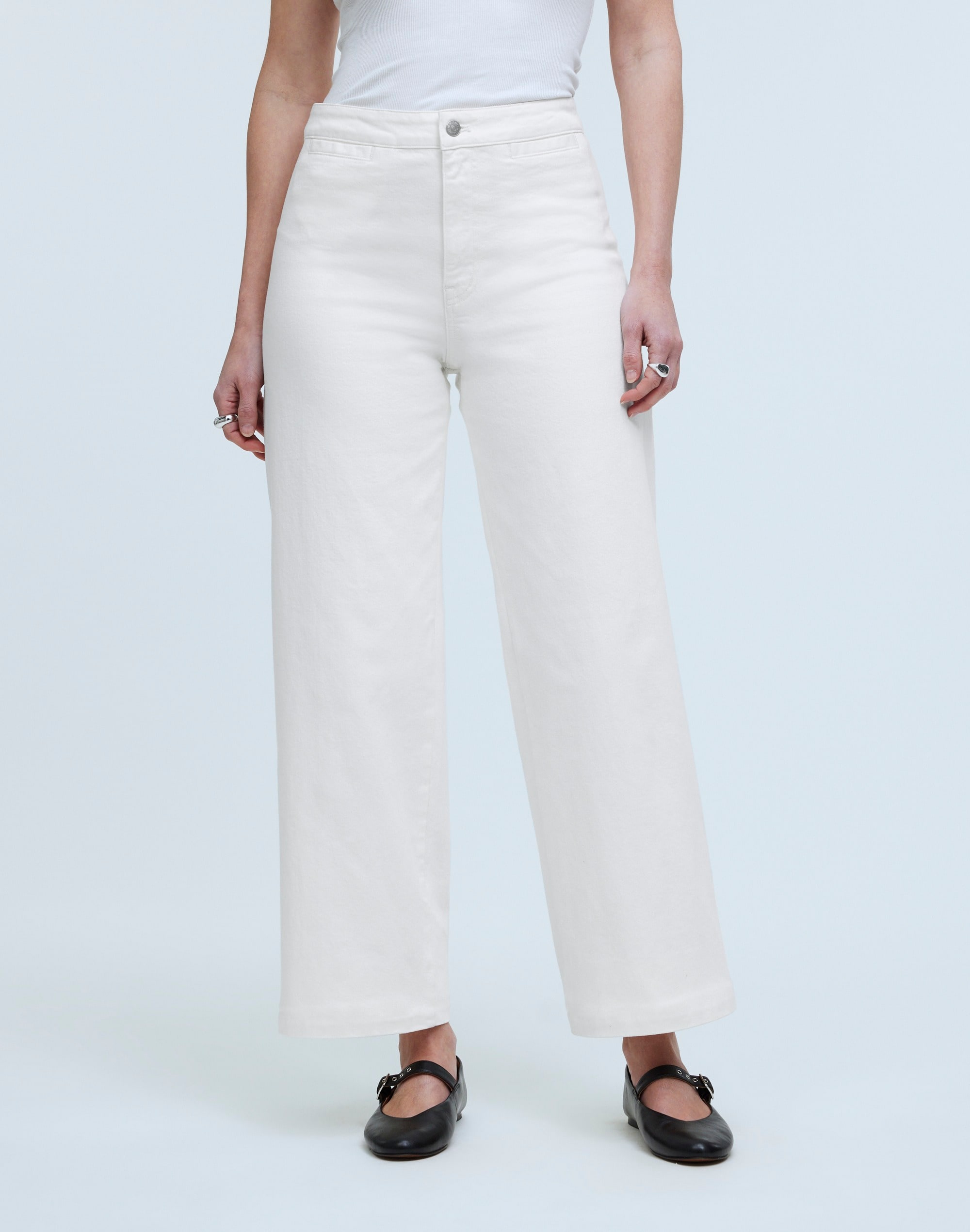 Shop Mw The Curvy Emmett Wide-leg Jean In Tile White