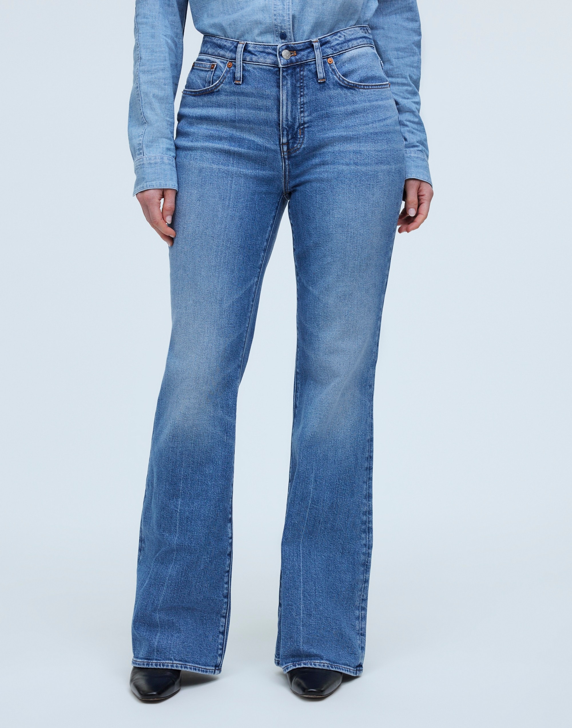 Curvy Flea Market Flare Jeans in Amaretto Wash