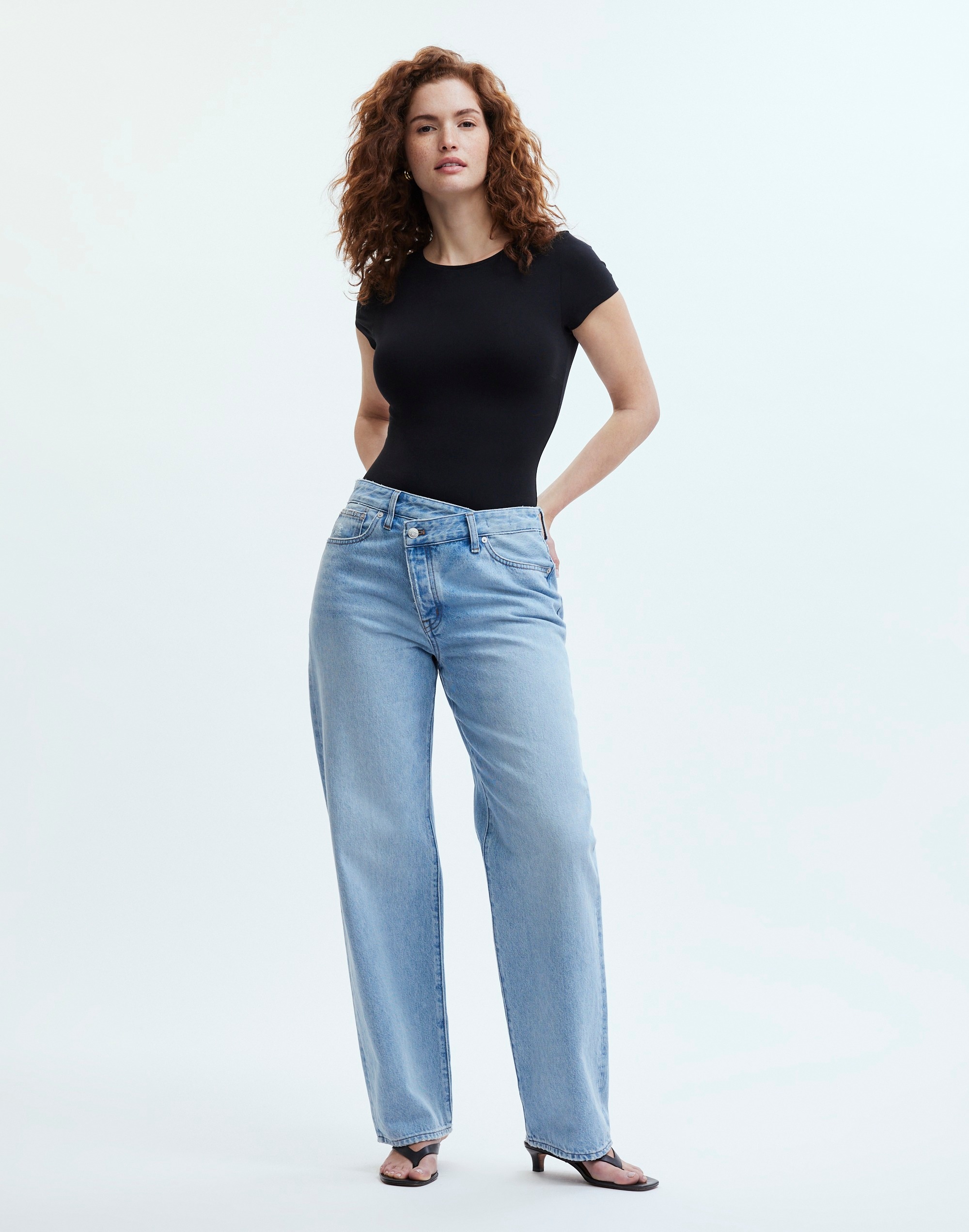 curvy low-slung straight jeans in sevilla wash: cross-tab edition