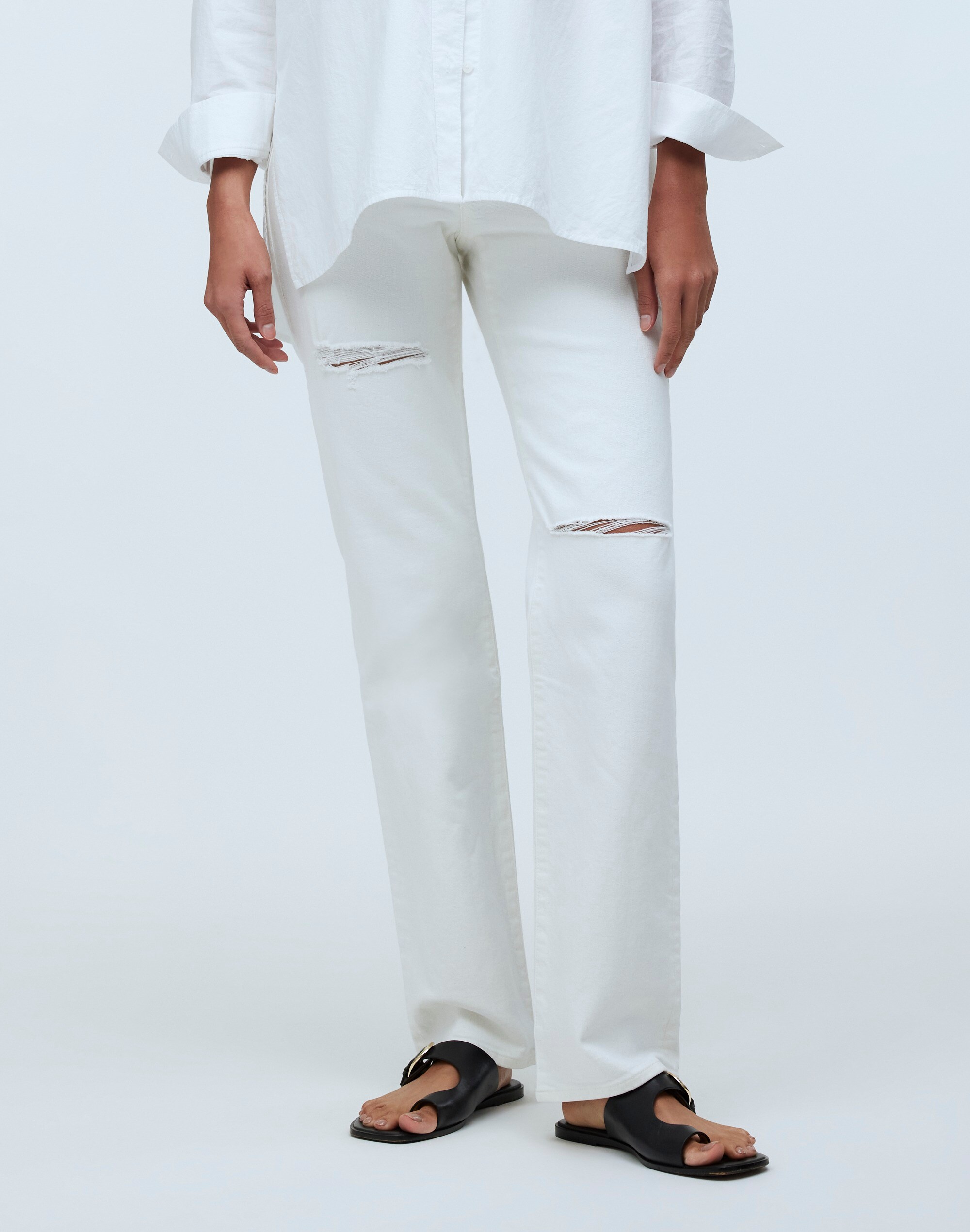 Shop Mw 'the Maternity Over-the-belly ''90s Straight Jean In Tile White