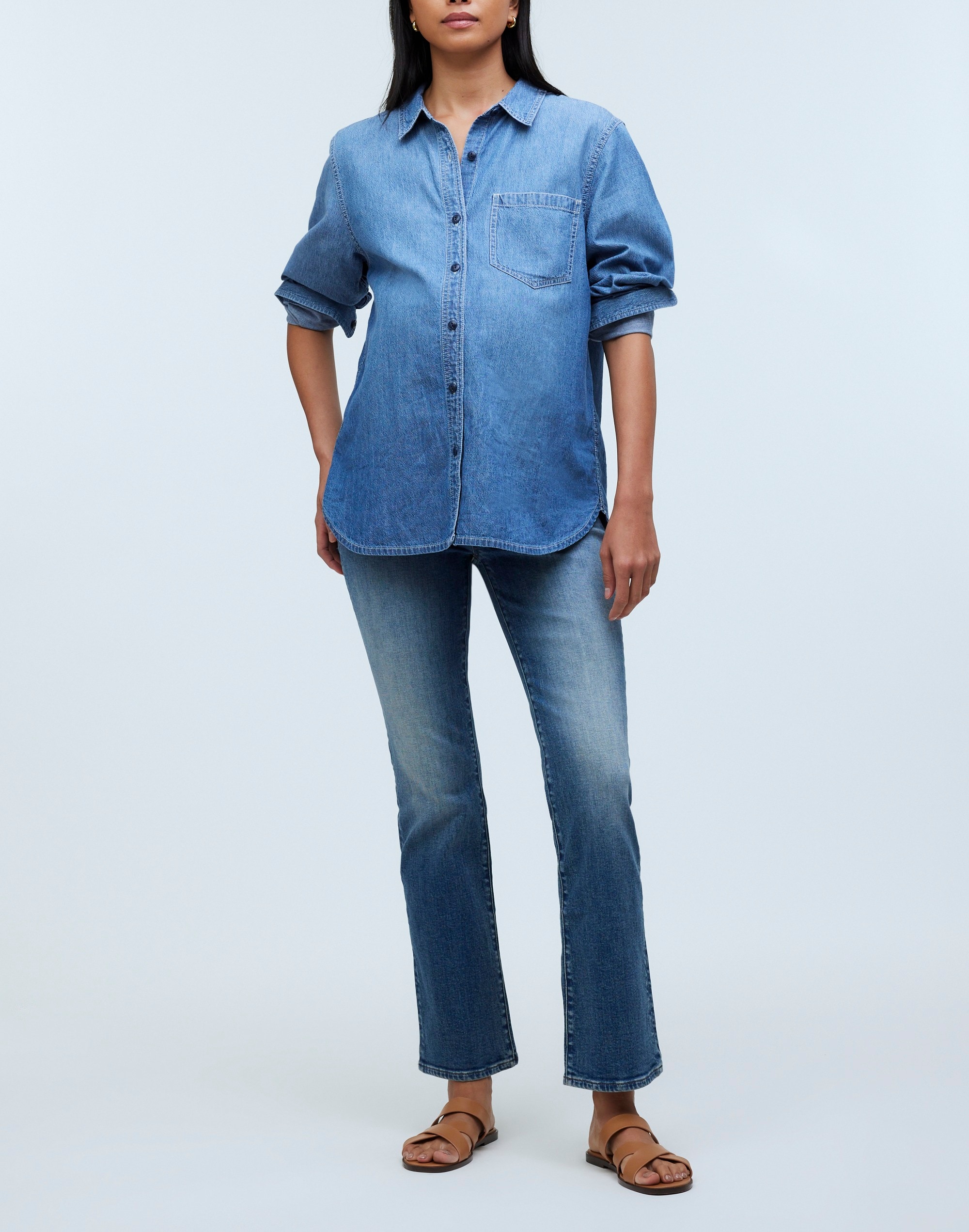 Mw Maternity Over-the-belly Kick Out Crop Jeans In Oneida Wash