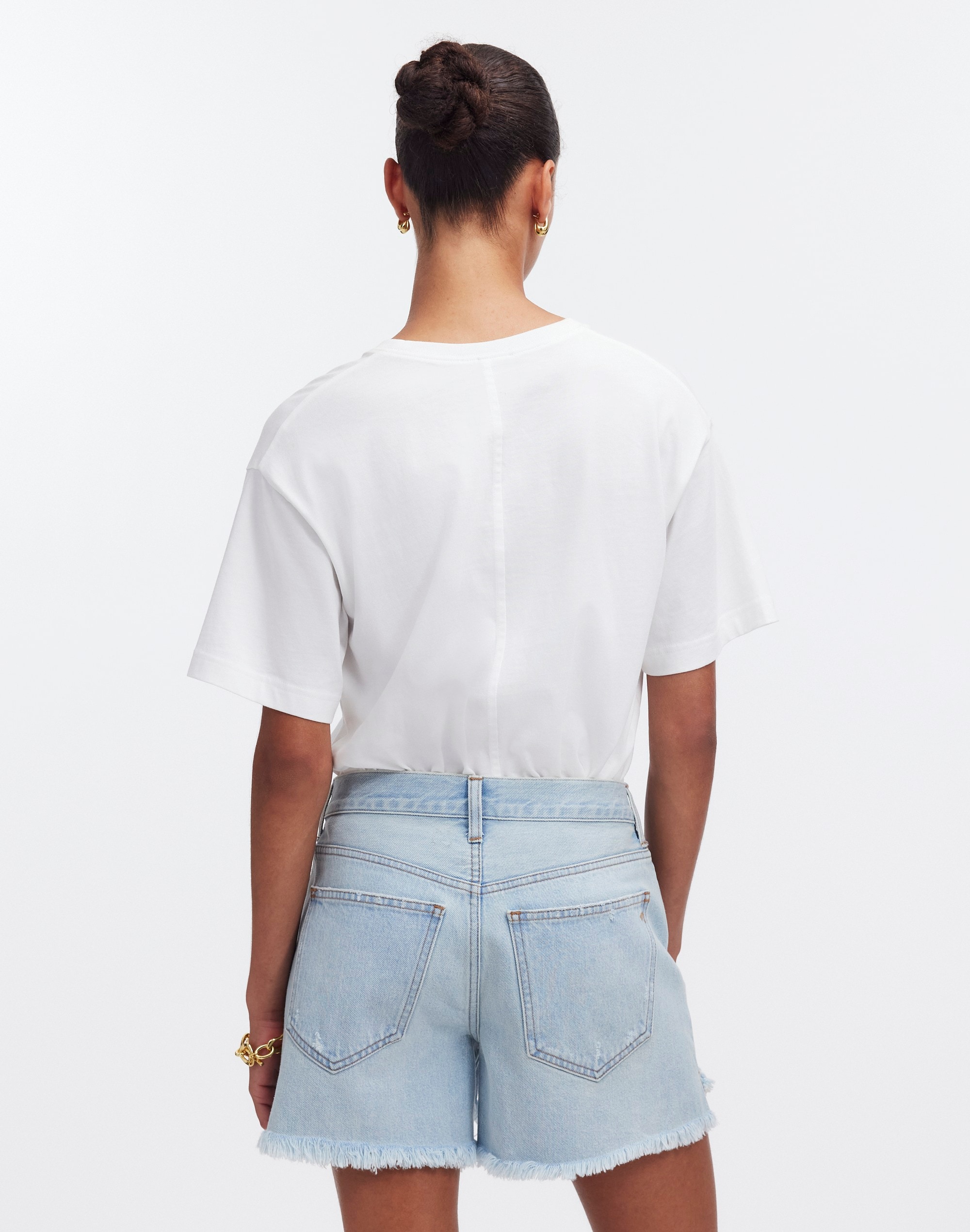 Relaxed Mid-Length Denim Shorts in Wengler Wash: Step-Hem Edition