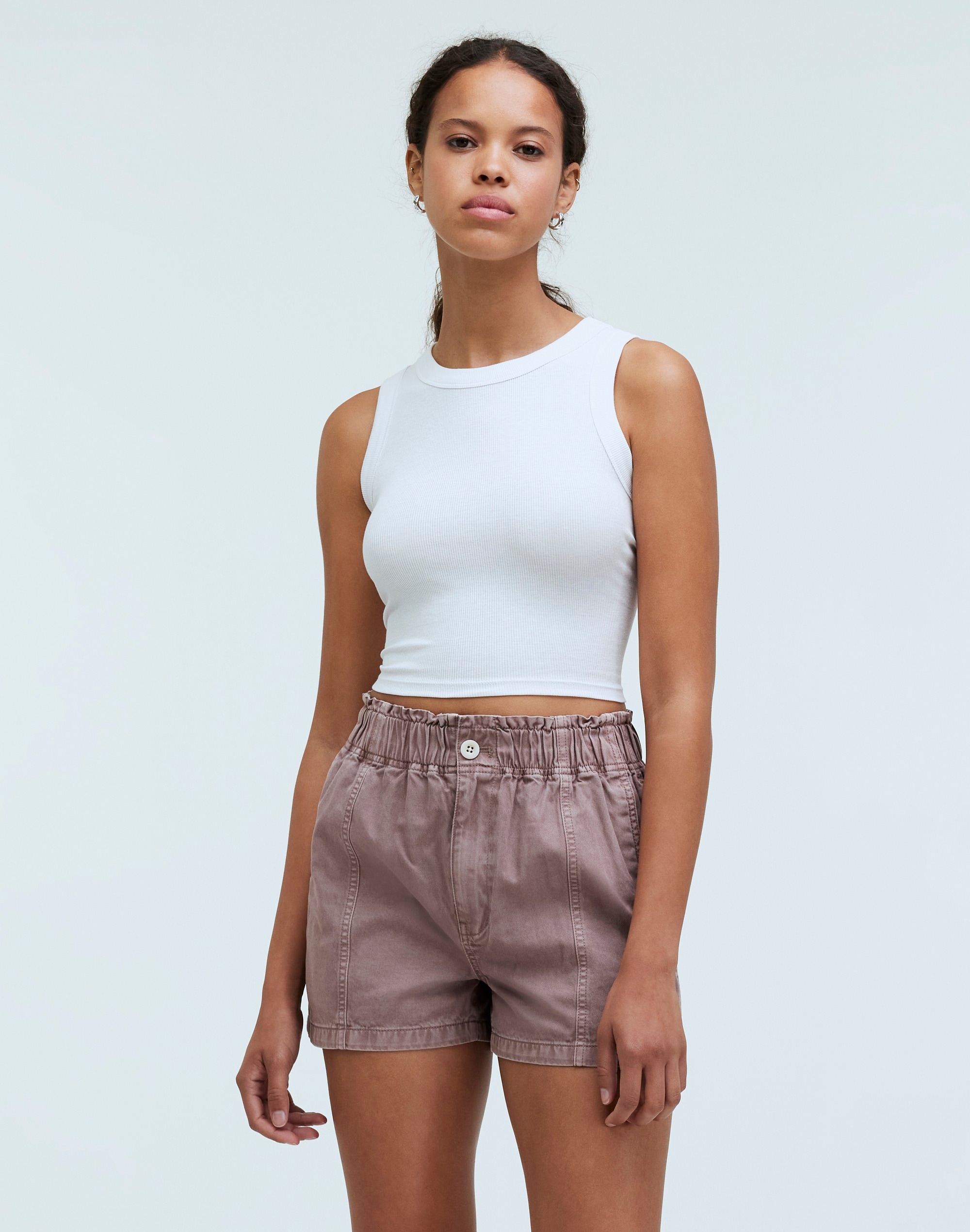 Mw Pull-on Paperbag Shorts: Garment-dyed Edition In Vintage Petal