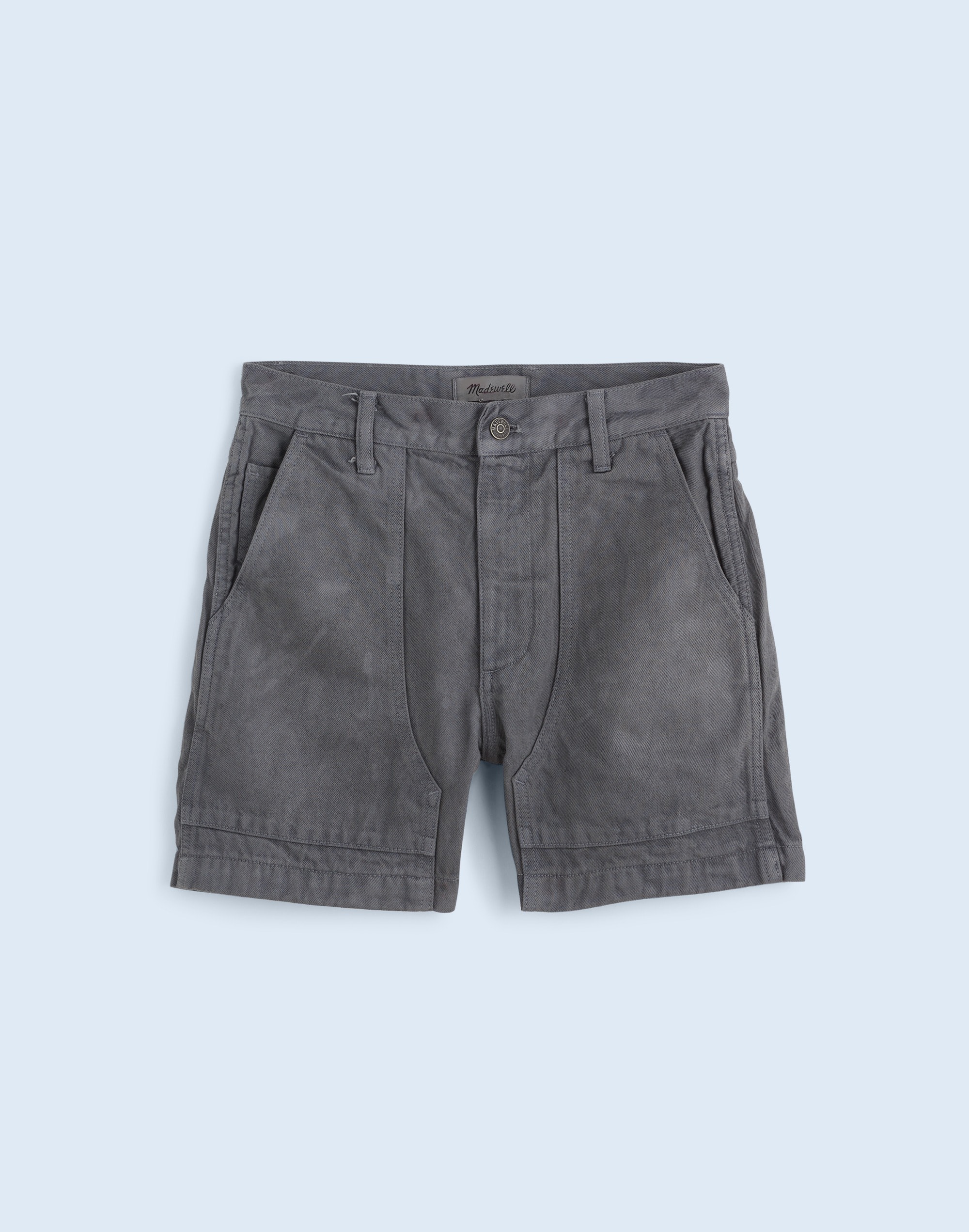 Madewell x MN Dye Studio Denim High-Rise Mid-Length Workwear Shorts