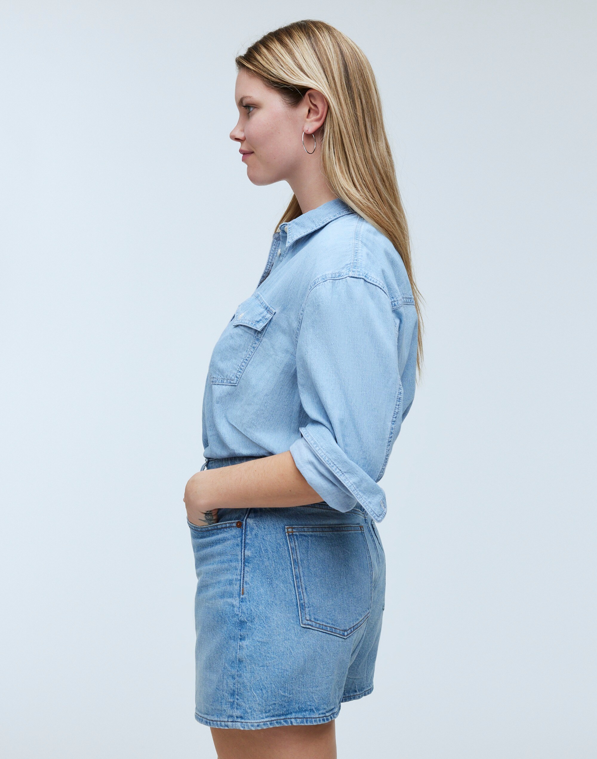 The Curvy Perfect Vintage Mid-Length Jean Short in Grennan Wash