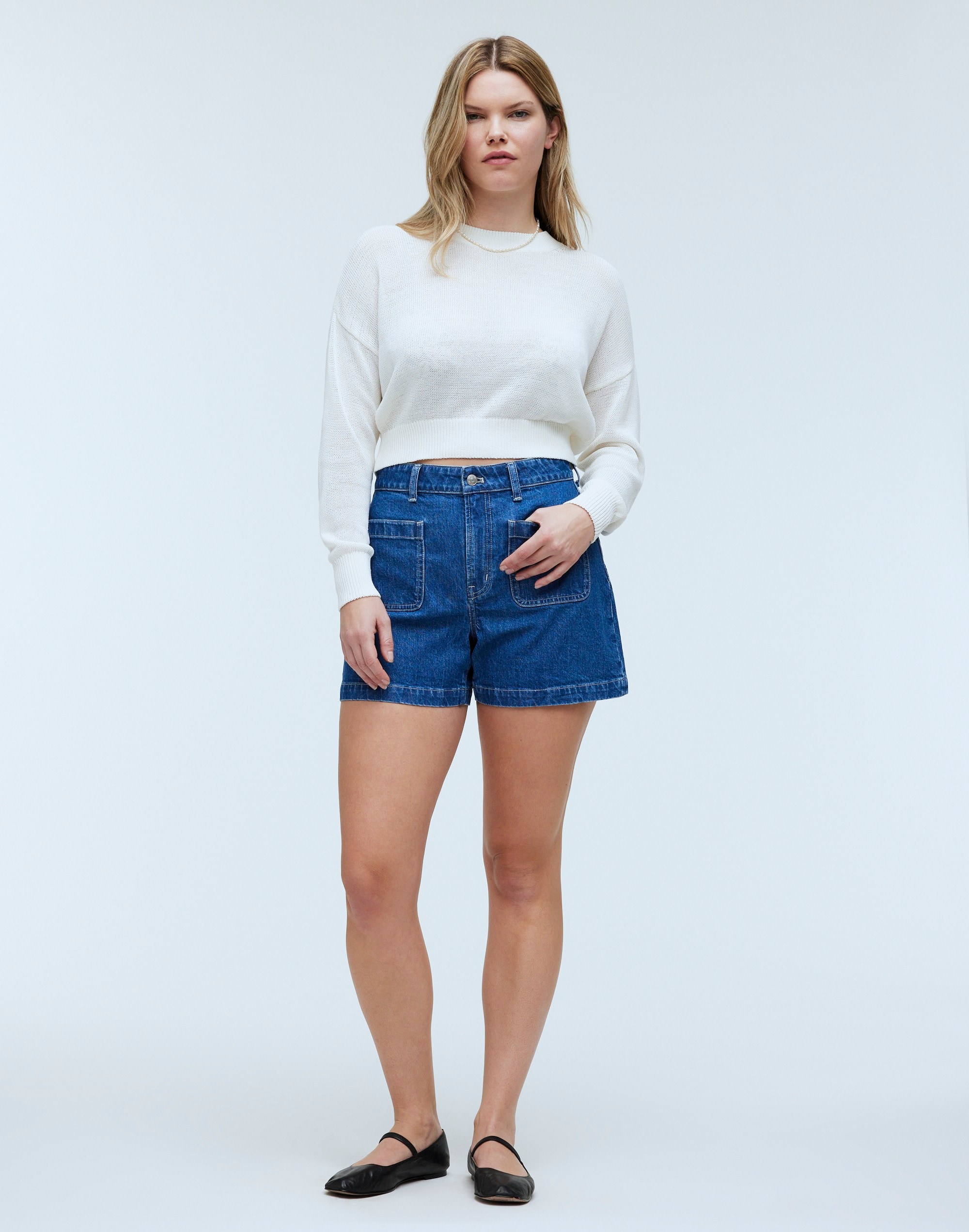 Mw The Curvy High-rise Sailor Short In Woodston Wash