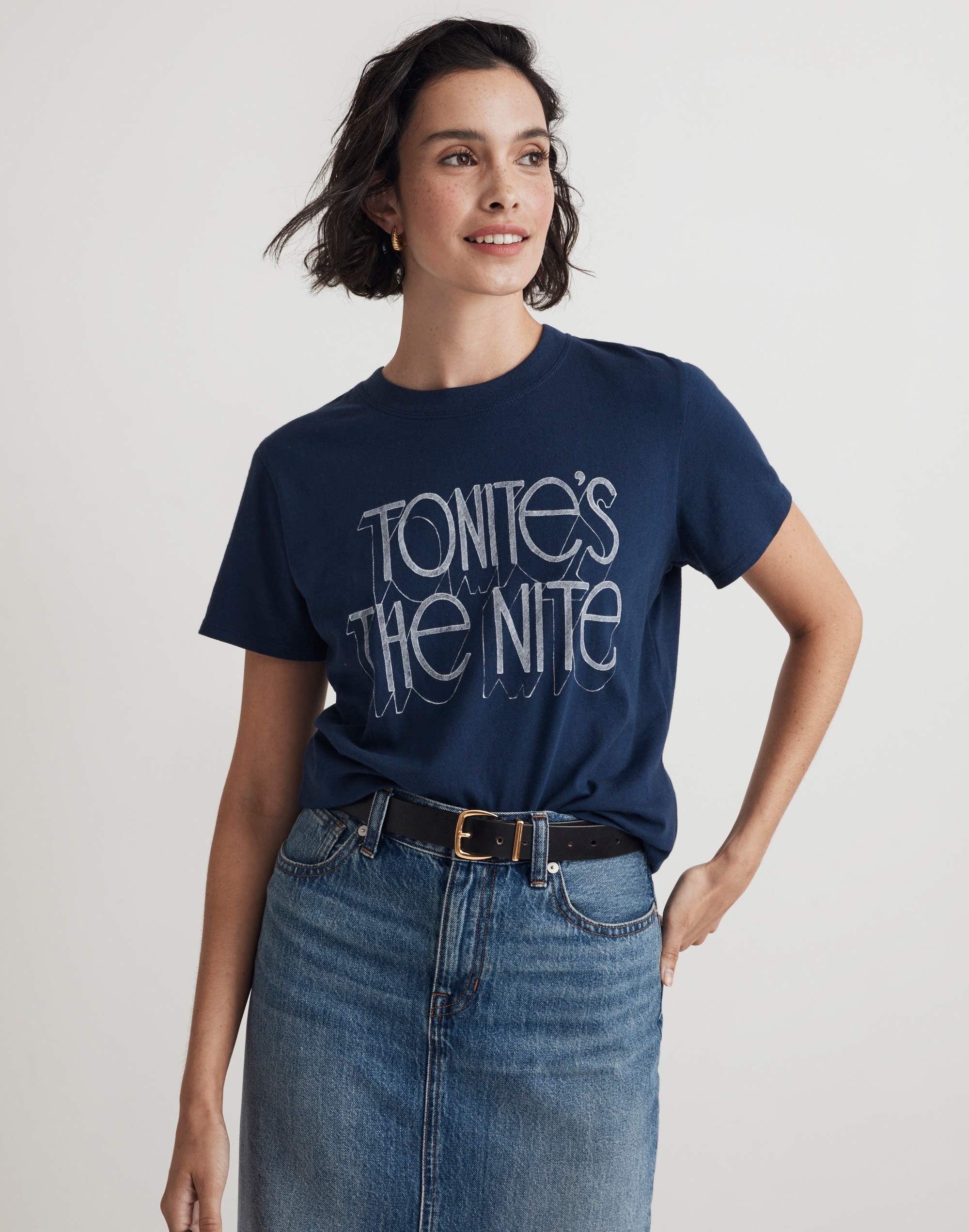 Tonite's The Nite Graphic Softfade Cotton Crewneck Relaxed Tee