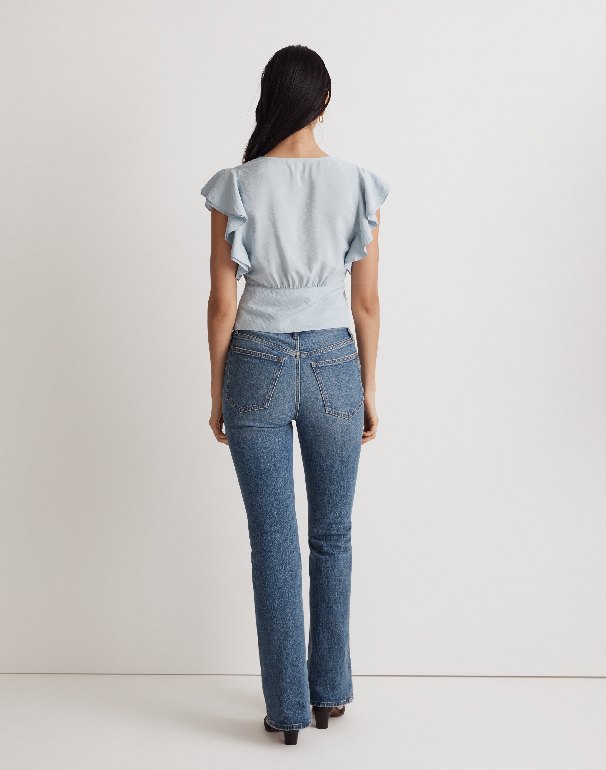 Tie-Front Flutter Sleeve Top