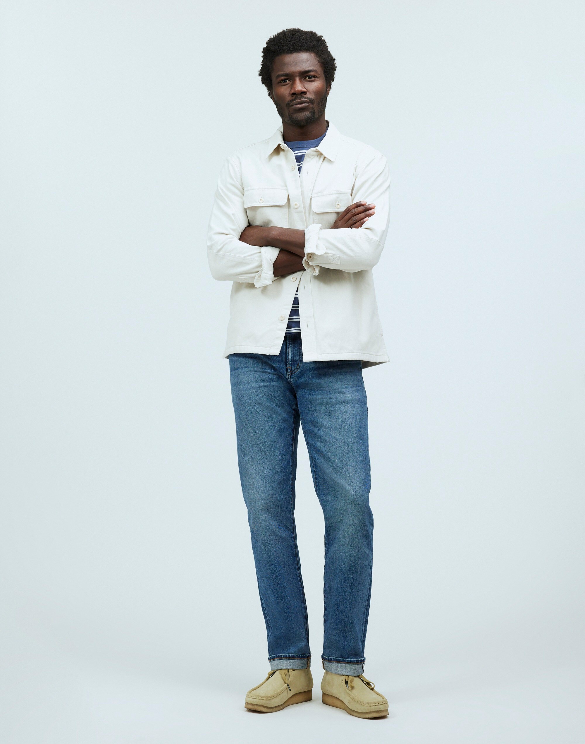 Straight Hem Garment-Dyed Work Shirt